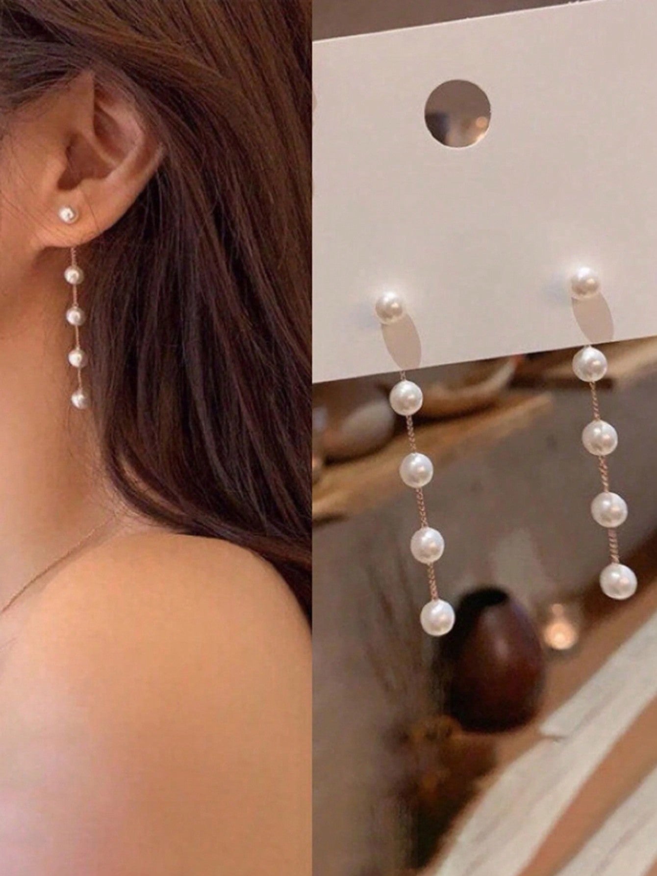 Faux Pearl Decor Dangle Earrings