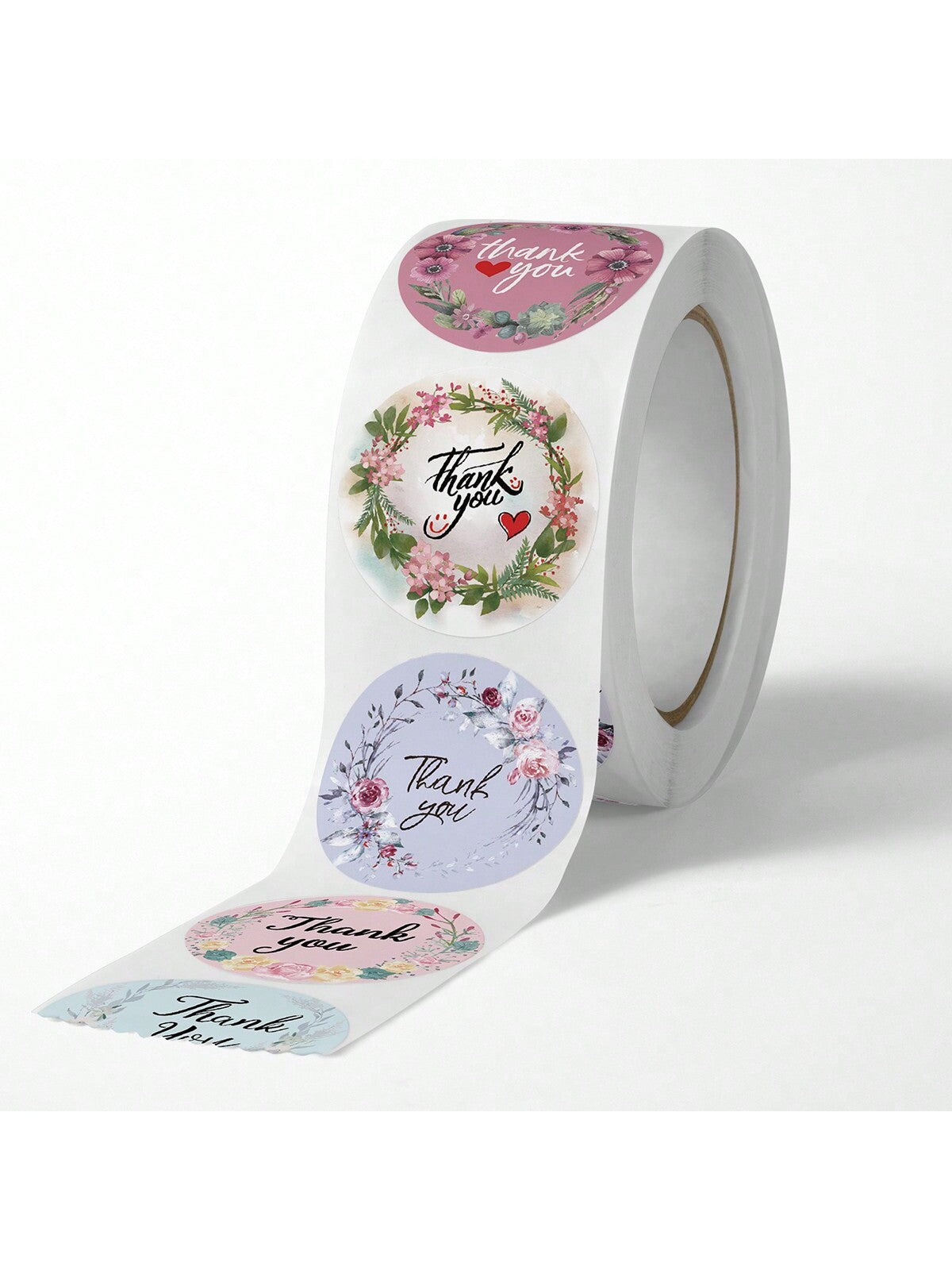 500pcs/Roll Decorative Thank You Stickers With 8 Floral Print Designs For Festival & Wedding Sealing Packaging Wedding Party Gift Bags School Supplies Food Bag Food Box Suitable For Candy Chocolate Cookies Etc.