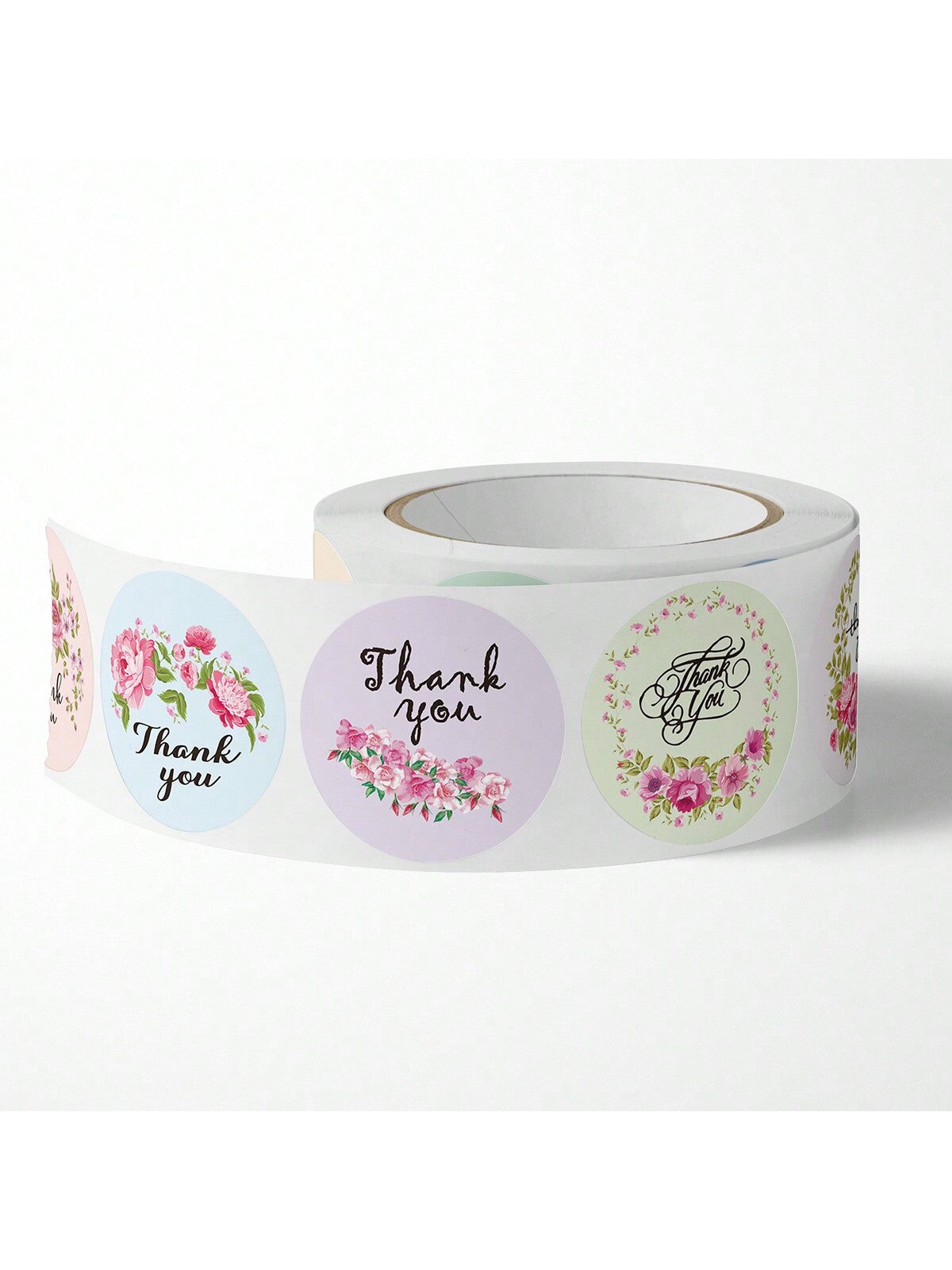 500pcs/Roll Decorative Thank You Stickers With 8 Floral Print Designs For Festival & Wedding Sealing Packaging Wedding Party Gift Bags School Supplies Food Bag Food Box Suitable For Candy Chocolate Cookies Etc.