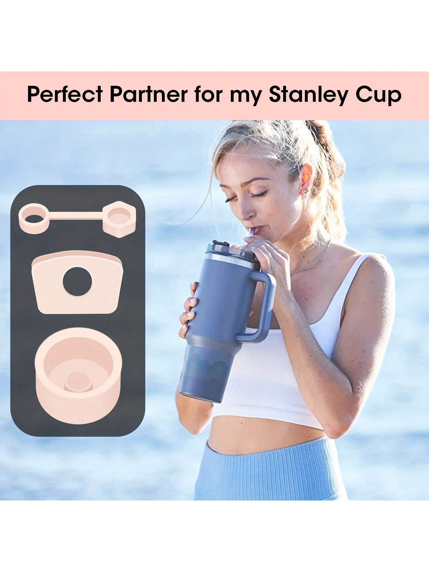 3Pcs Spill Proof Stopper Silicone For  Cup 2.0 40oz/30oz Tumbler Leakproof Water Bottle Sealing Accessories With Round Top Leak Proof Stopper Plug & Square Lid Anti-Leak Stopper,Straw Cap Cover