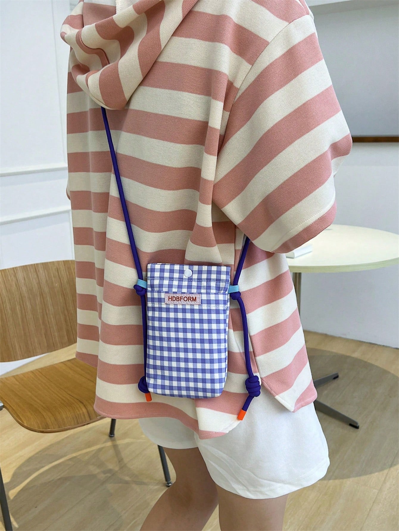 Canvas Plaid Phone Bag Crossbody Bag Vertical Style Fashionable And All-Matched Small Cloth Bag Phone Purse IPhone Bag Pouch Phone