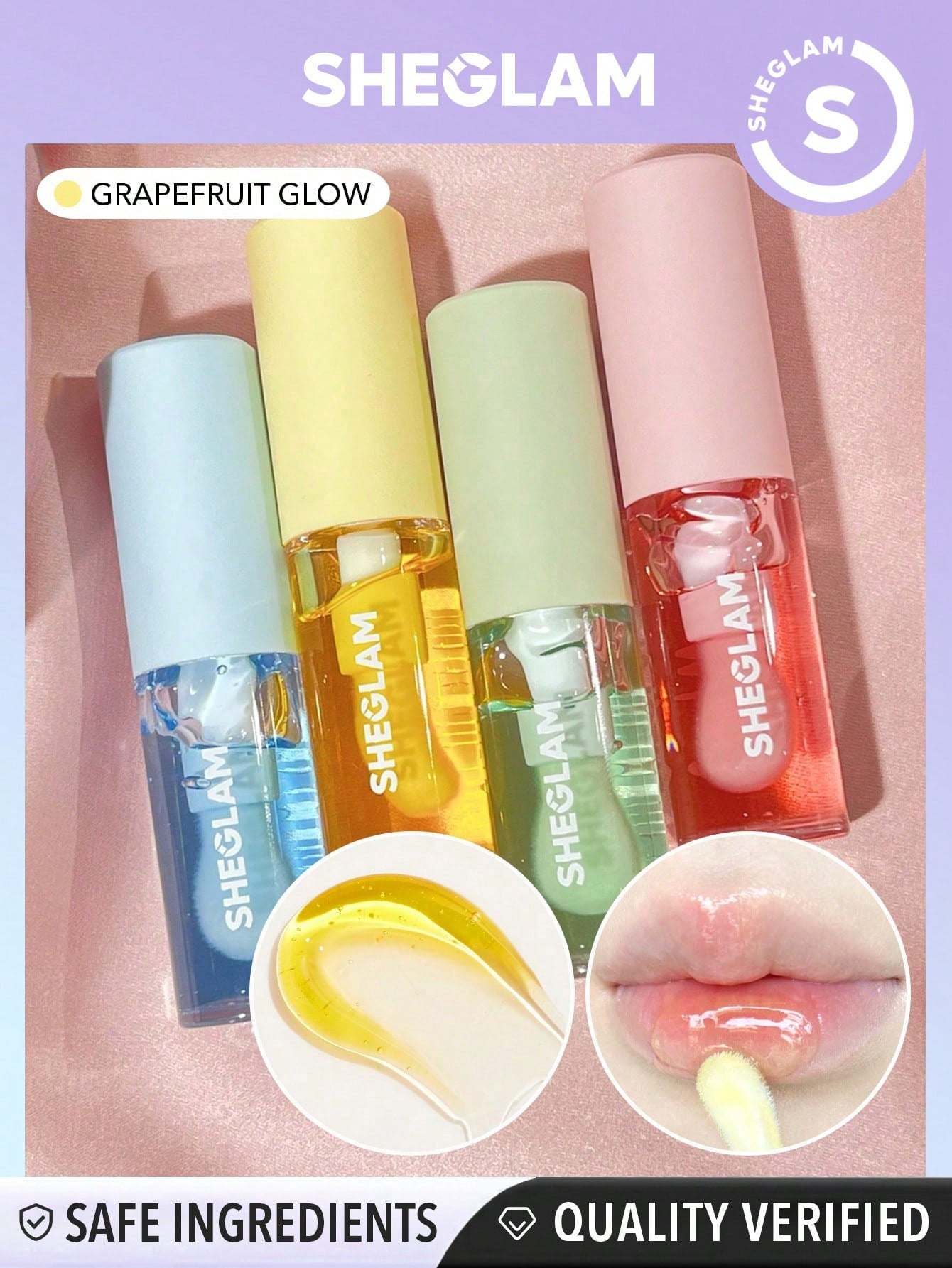 SHEGLAM Jelly Wow Hydrating Lip Oil-Berry Involved Moisturizing Clear Lip Gloss Plumping Non-Sticky Lip Care High Shine Finish Nourishing Strawberry Extract Liquid Lip Cosmetics Black Friday Winter  Lip Gloss Xmas Christmas Gift Winter Y2K Pink