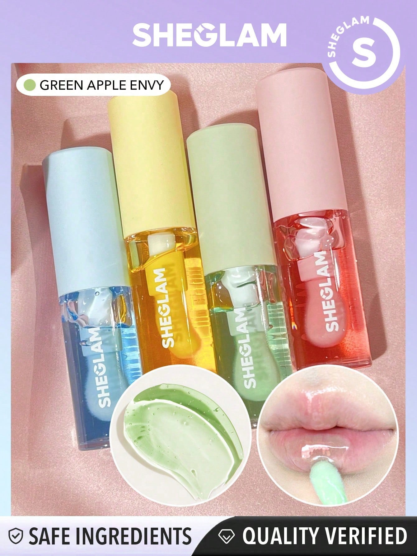 SHEGLAM Jelly Wow Hydrating Lip Oil-Berry Involved Moisturizing Clear Lip Gloss Plumping Non-Sticky Lip Care High Shine Finish Nourishing Strawberry Extract Liquid Lip Cosmetics Black Friday Winter  Lip Gloss Xmas Christmas Gift Winter Y2K Pink