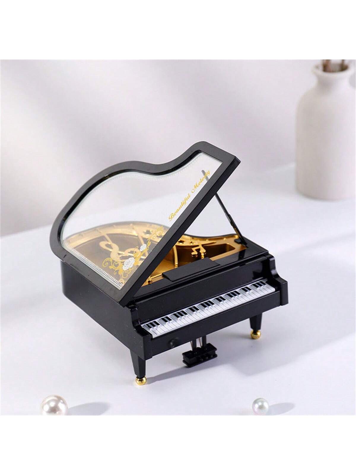 1pc Piano Key Wind-Up Music Box - Suitable As Birthday Gift For Girls Or Desk Decoration