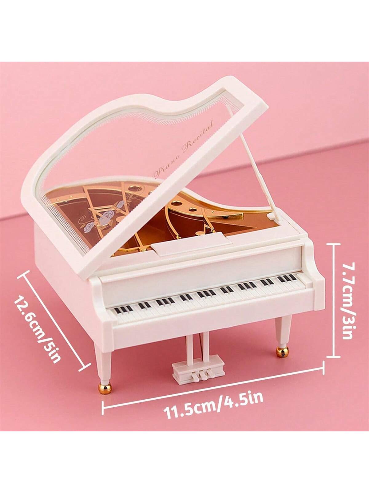 1pc Piano Key Wind-Up Music Box - Suitable As Birthday Gift For Girls Or Desk Decoration