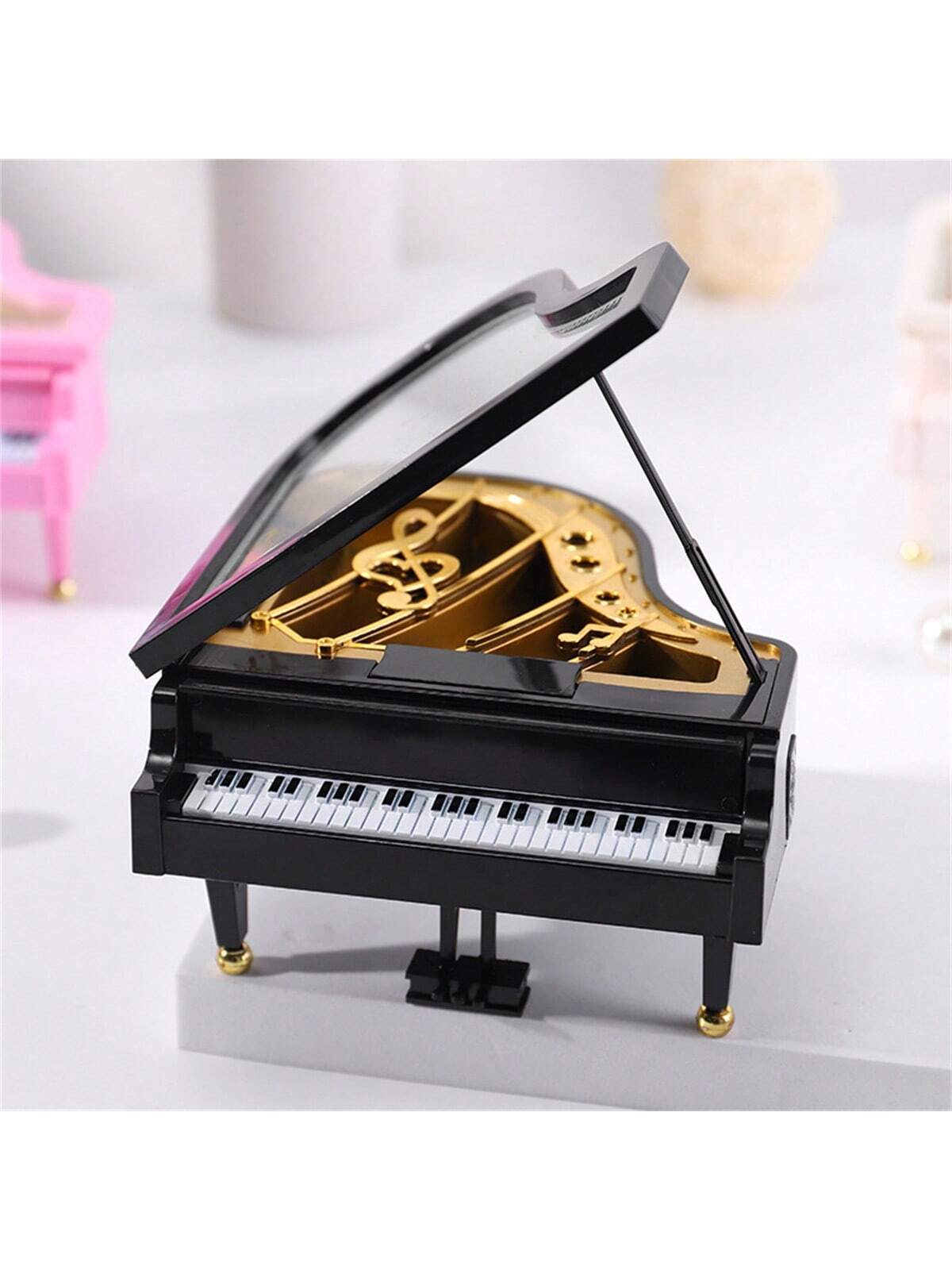 1pc Piano Key Wind-Up Music Box - Suitable As Birthday Gift For Girls Or Desk Decoration