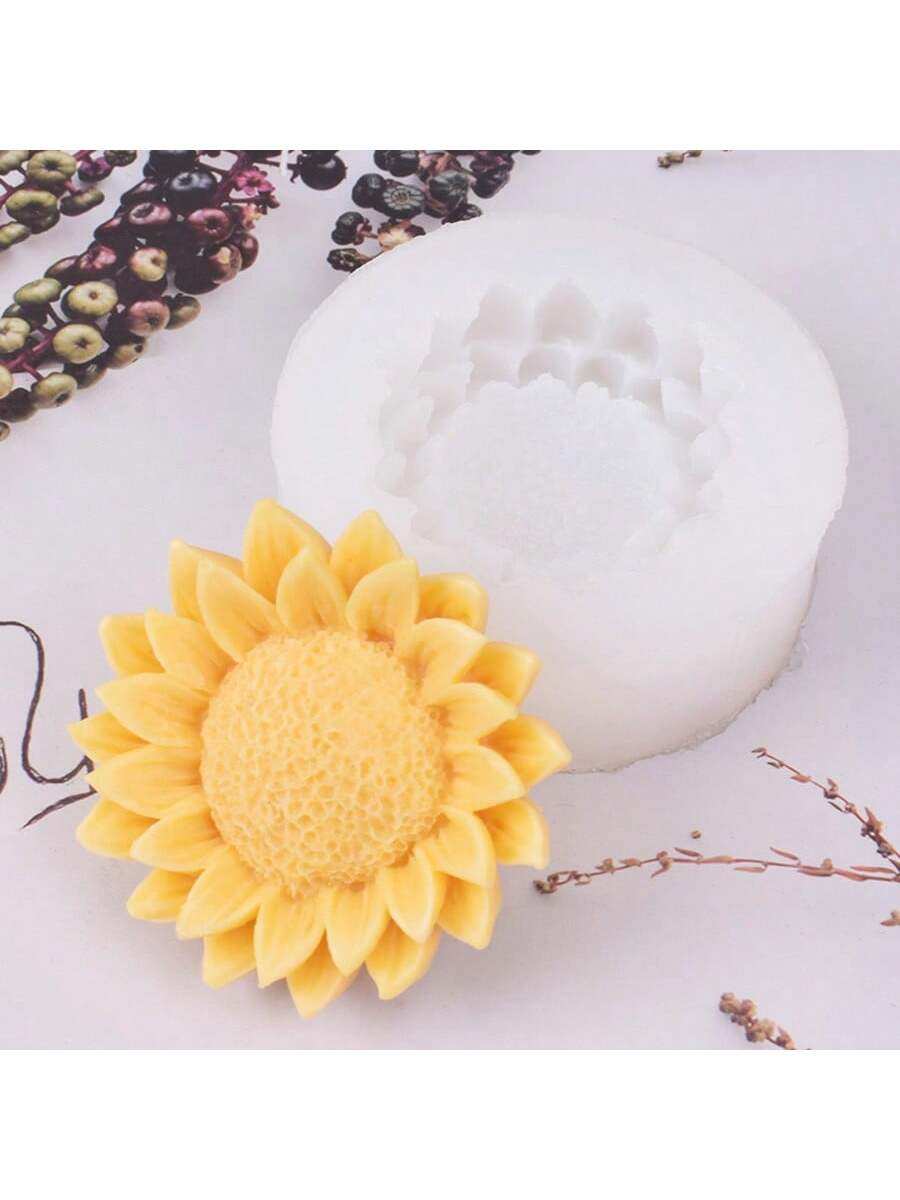 1pc Sunflower Silicone Candle Mold For 3D Aromatherapy DIY, Soap, Clay, Plaster, Epoxy Resin Crafting, Festival Gifts