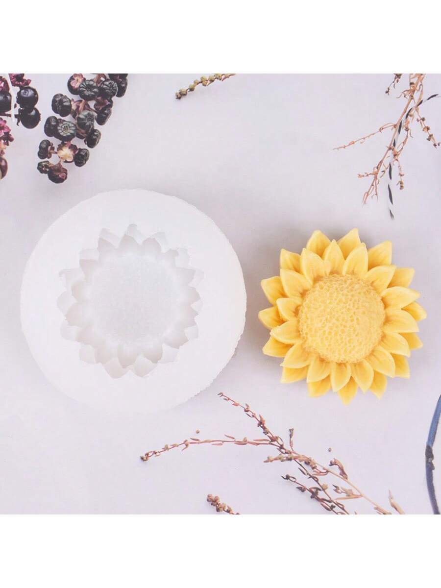 1pc Sunflower Silicone Candle Mold For 3D Aromatherapy DIY, Soap, Clay, Plaster, Epoxy Resin Crafting, Festival Gifts