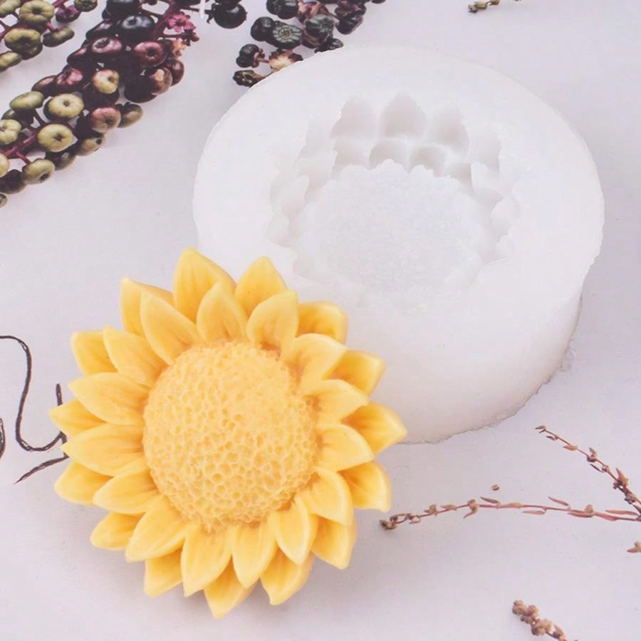 1pc Sunflower Silicone Candle Mold For 3D Aromatherapy DIY, Soap, Clay, Plaster, Epoxy Resin Crafting, Festival Gifts