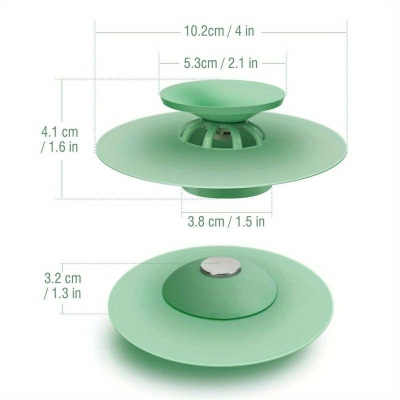 2-In-1 Silicone Drain Stopper & Strainer - Hair Catcher For Shower, Bathtub, Sink - Non-Slip Grip Cover For Kitchen, Bathroom, Laundry Floors