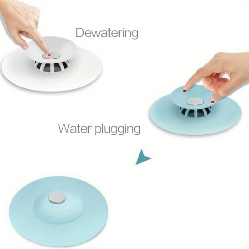 2-In-1 Silicone Drain Stopper & Strainer - Hair Catcher For Shower, Bathtub, Sink - Non-Slip Grip Cover For Kitchen, Bathroom, Laundry Floors