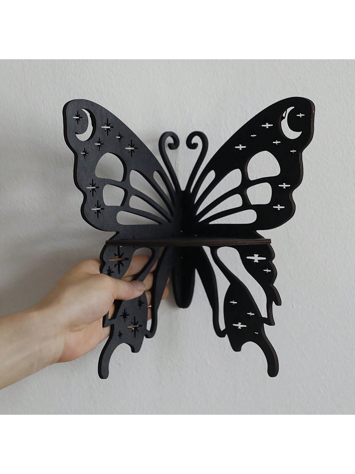 1Pc Wooden Butterfly Right Corner Hollow-Out Creative Shape Crystal Shelf Decorative Wall Shelf