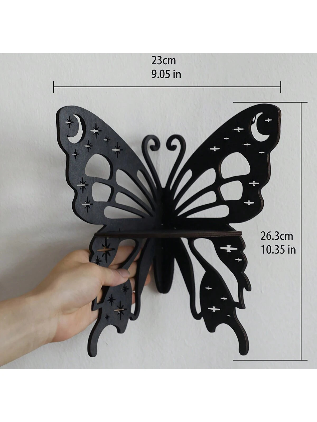 1Pc Wooden Butterfly Right Corner Hollow-Out Creative Shape Crystal Shelf Decorative Wall Shelf