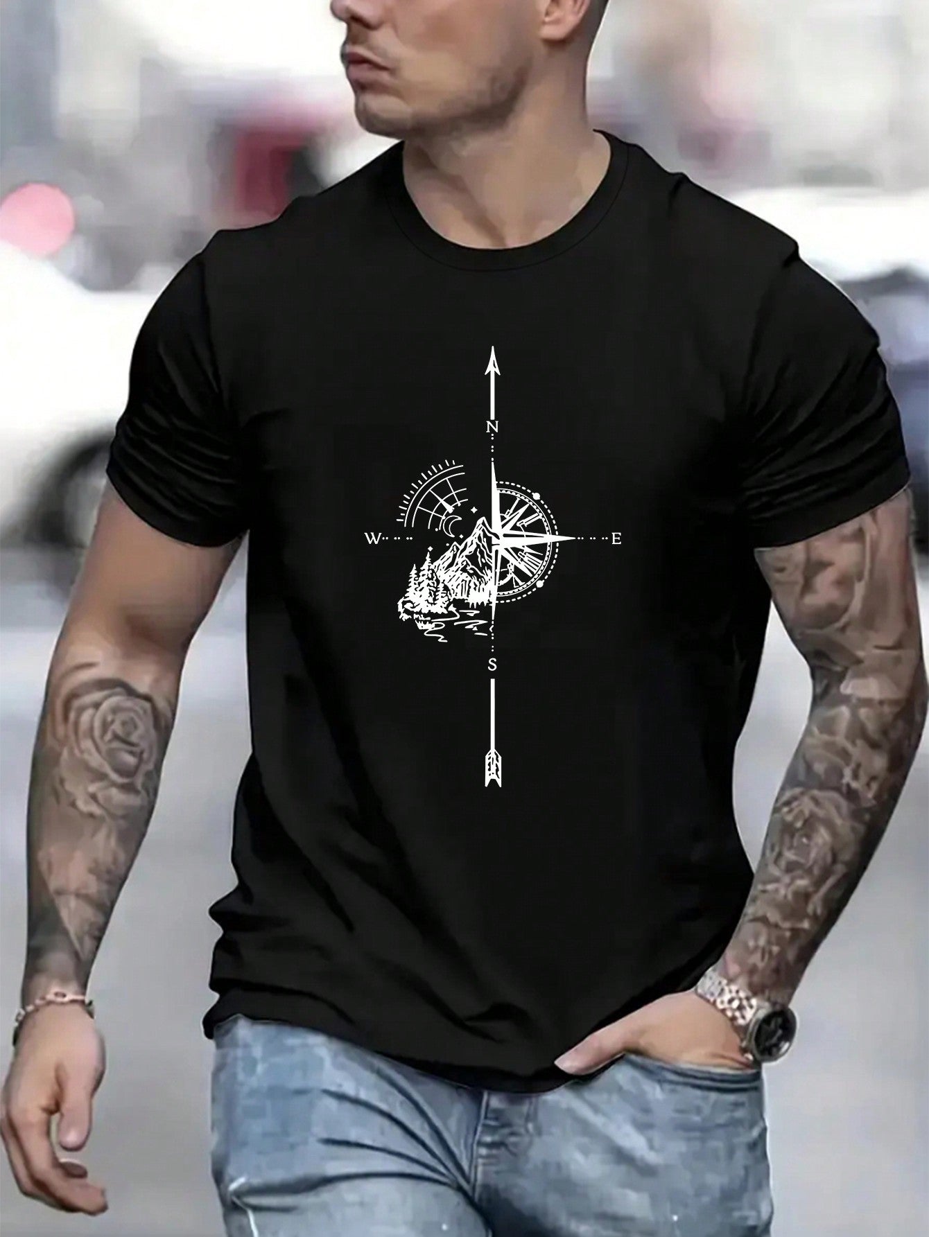 Manfinity Dauomo Men's Printed Short Sleeve T-Shirt