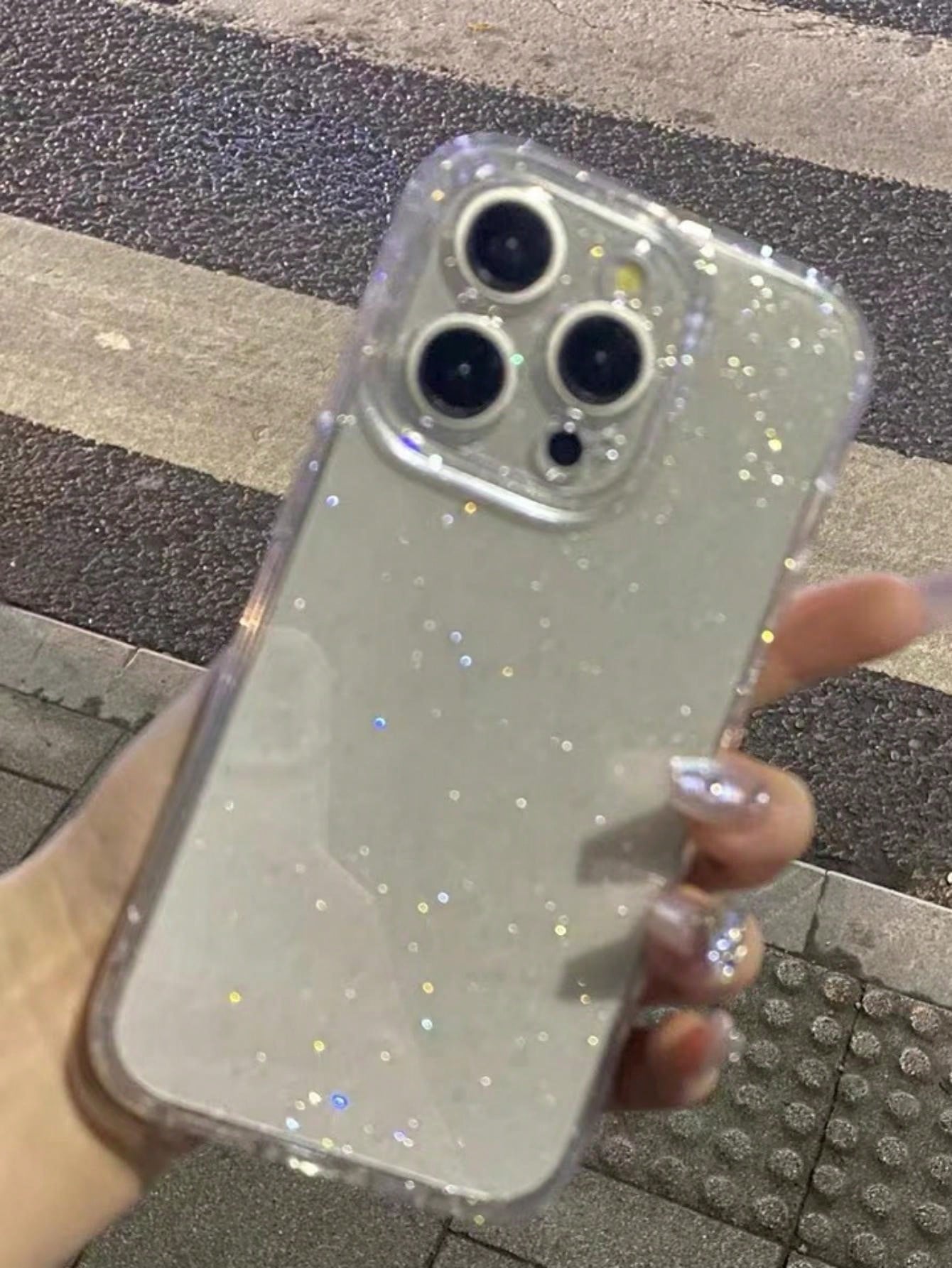 1pc Clear Case With 2.0mm Thick Glittering Starry Sky Pattern To Fit Iphone11/12/13/14 Pro Max/Xs/Xr/11 Pro/11 Pro Max/12 Pro/12 Pro Max/13 Pro/13 Pro Max/7 Plus/14 Pro/14 Pro Max/14 Plus/7 Plus/8 Plus/8/Se2