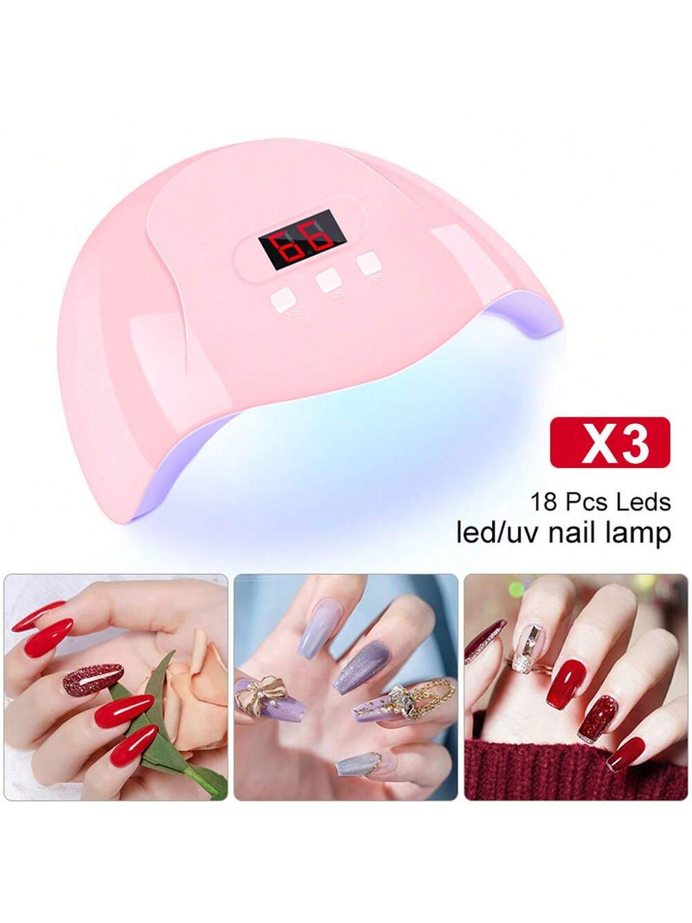 LIMEGIRL Hot Nail Dryer Machine Portable USB Cable Home Use Nail Lamp For Drying Curing Nails Varnish With 18pcs Beads UV LED Lamp 1pc Nail Lamp, UV LED Nail Dryer Light 18pcs Nail Lamp Beads Portable Professional Curing Lamp For Gel Nails Polish 3 Timer