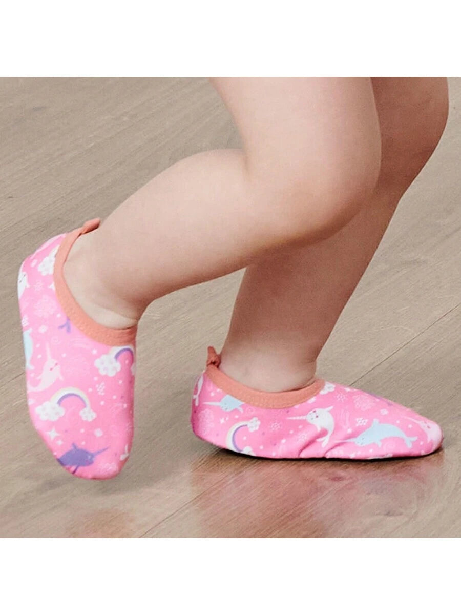 1pair Baby Girls' & Boys' Cartoon Pattern Anti-Slip Soft Sole Indoor Slipper Socks, Spring And Autumn