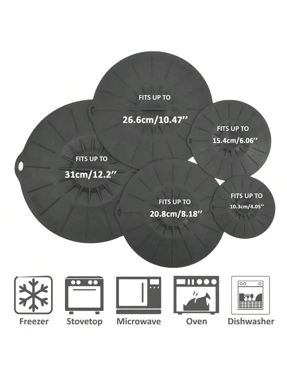 5pcs Silicone Bowl Lids Set, Heat Resistant Microwave Cover, Various Sizes Reusable Silicone Suction Lids For Gifts, Fits Bowls, Cups, Plates, Pots, Pans-Microwave Splatter Covers StoveTop, Kitchen Stuff Seafood Boil Black Friday Sale