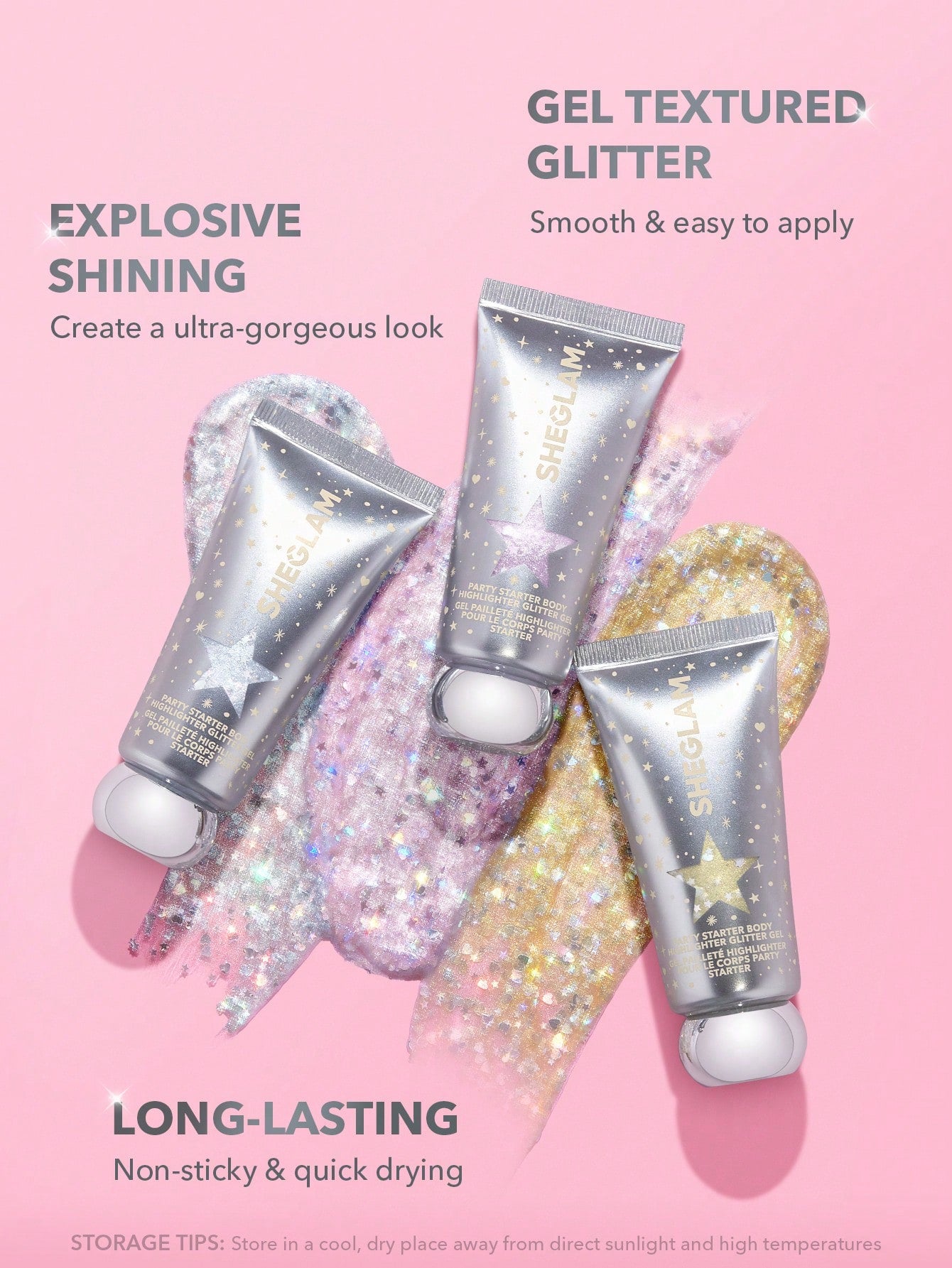 SHEGLAM Party Starter Body Highlighter Glitter Gel-Feelin' Extra Xmas Christmas Gift Winter Y2K Black Friday