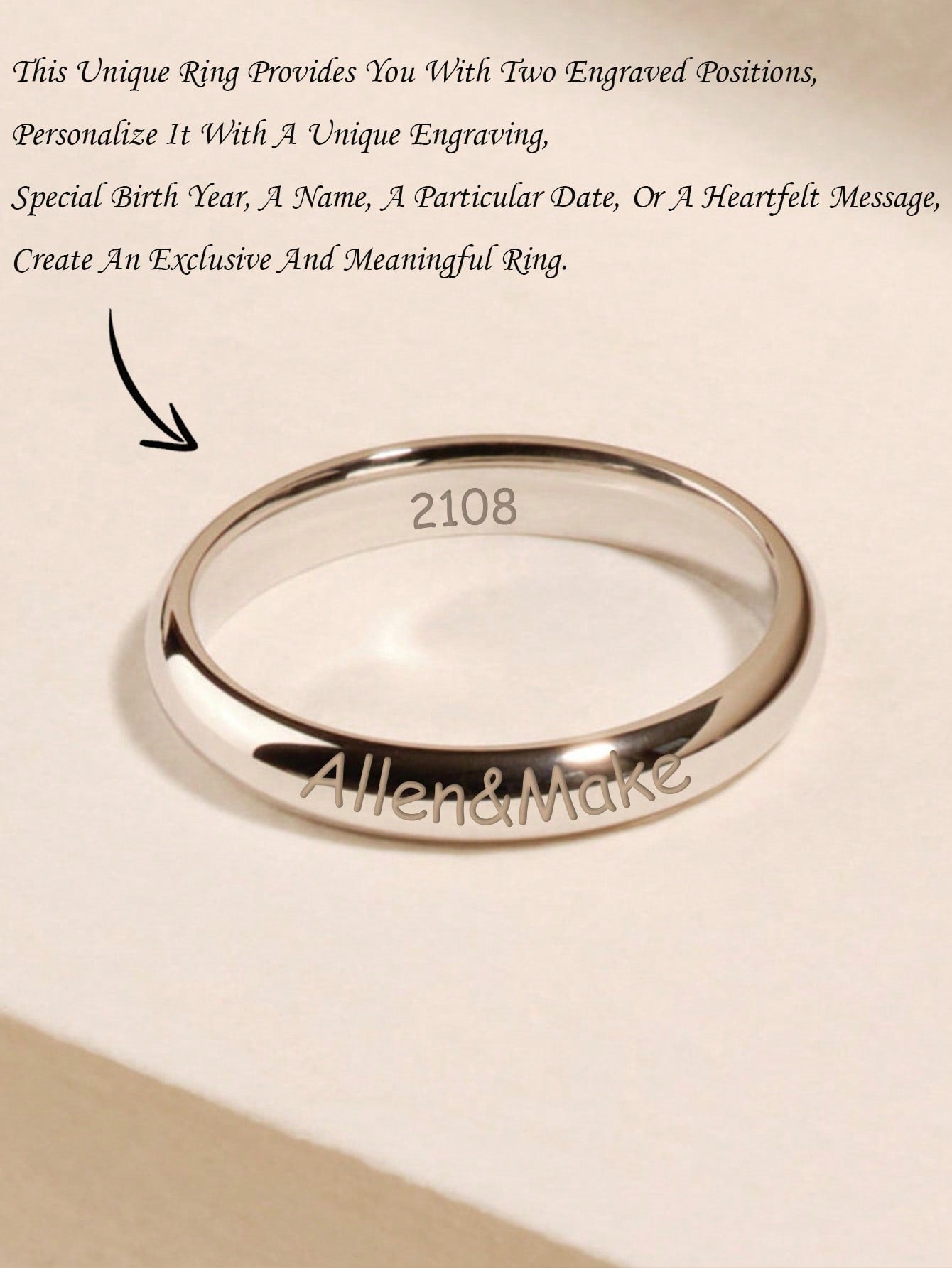 1 Pc S925 Sterling Silver Minimalist Charm Customizable Ring For Women And Couples Fine Jewelery Gift Valentine's Day Gift Birthday Gift