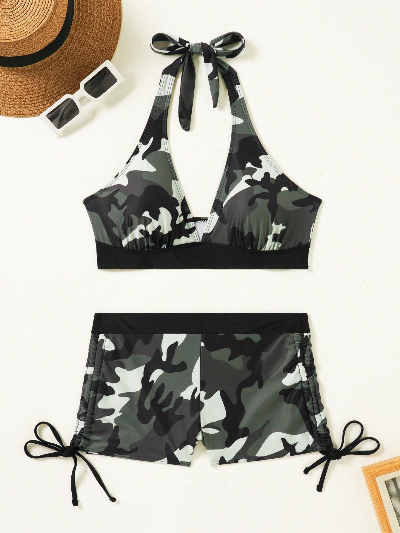 Swim Summer Beach Women's Camouflage Printed Bikini Set