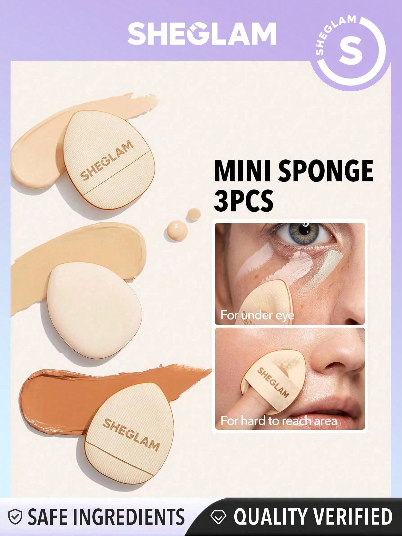 SHEGLAM Magic Finger Mini Sponge 3 Pcs/Set Mini Makeup Puff Concealer Blending Sponge Soft Beauty Makeup Tool Black Friday Black Friday Sale Gift Makeup Puff Sponge Xmas Christmas Gift Winter Y2K