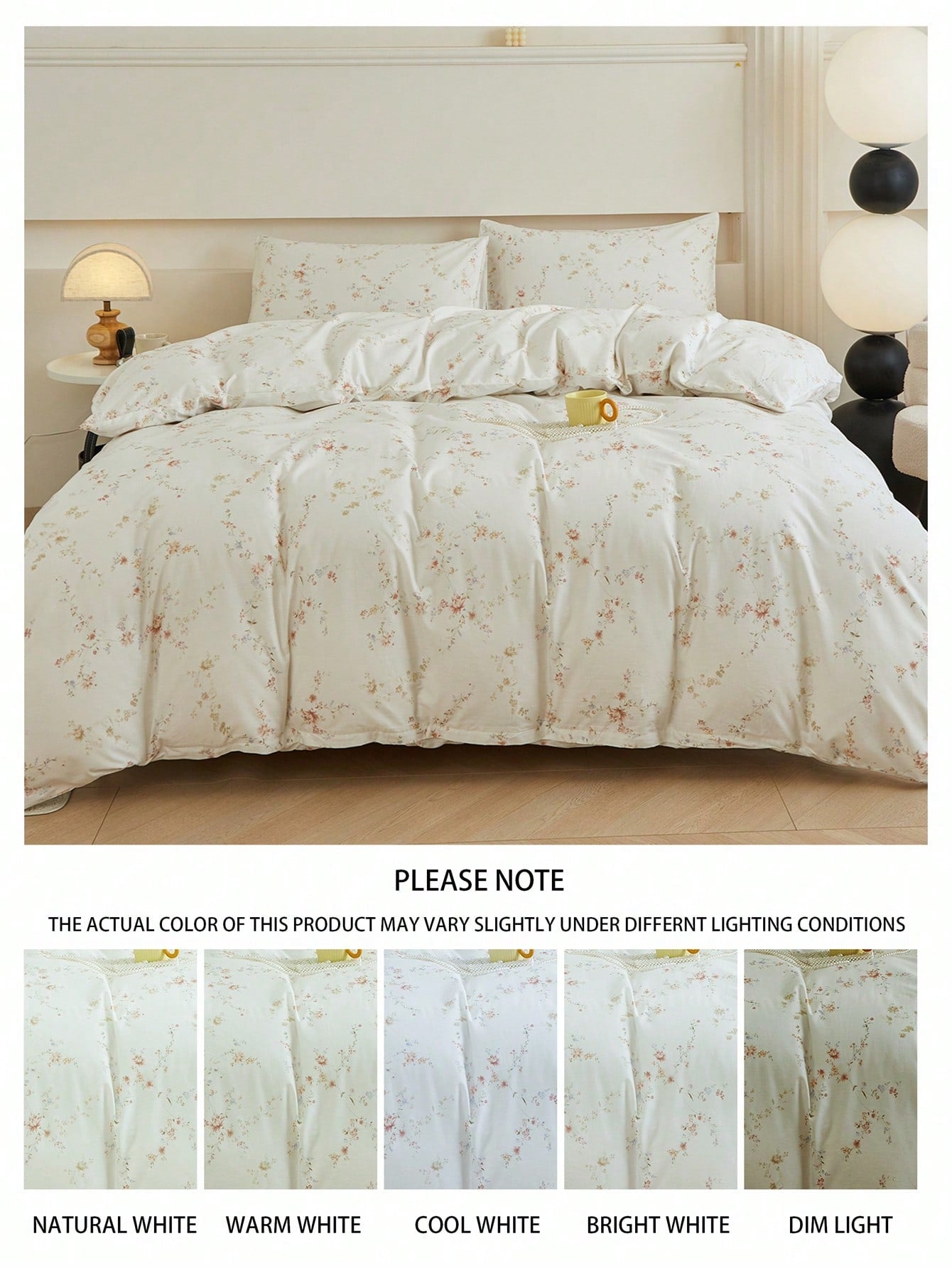 3Pcs Plant Floral Print Duvet Cover Set Without Filler Breathable Supersoft All-Season Comfort