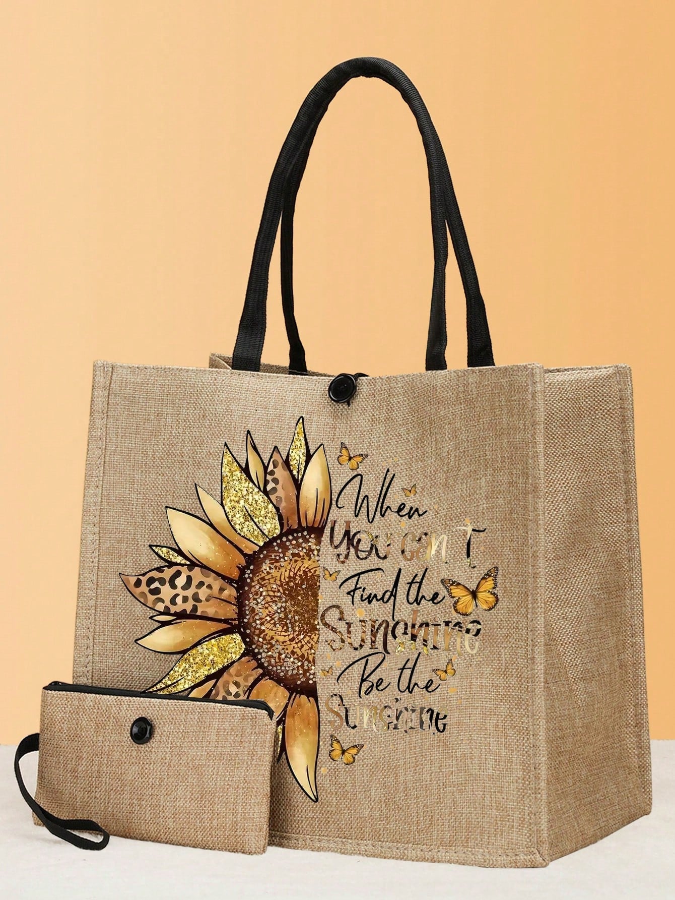 2pcs Lovely And Sophisticated Sunflower Print Commute Tote Bag, Suitable For Daily Use, Dating, Travel, Gathering, Etc.