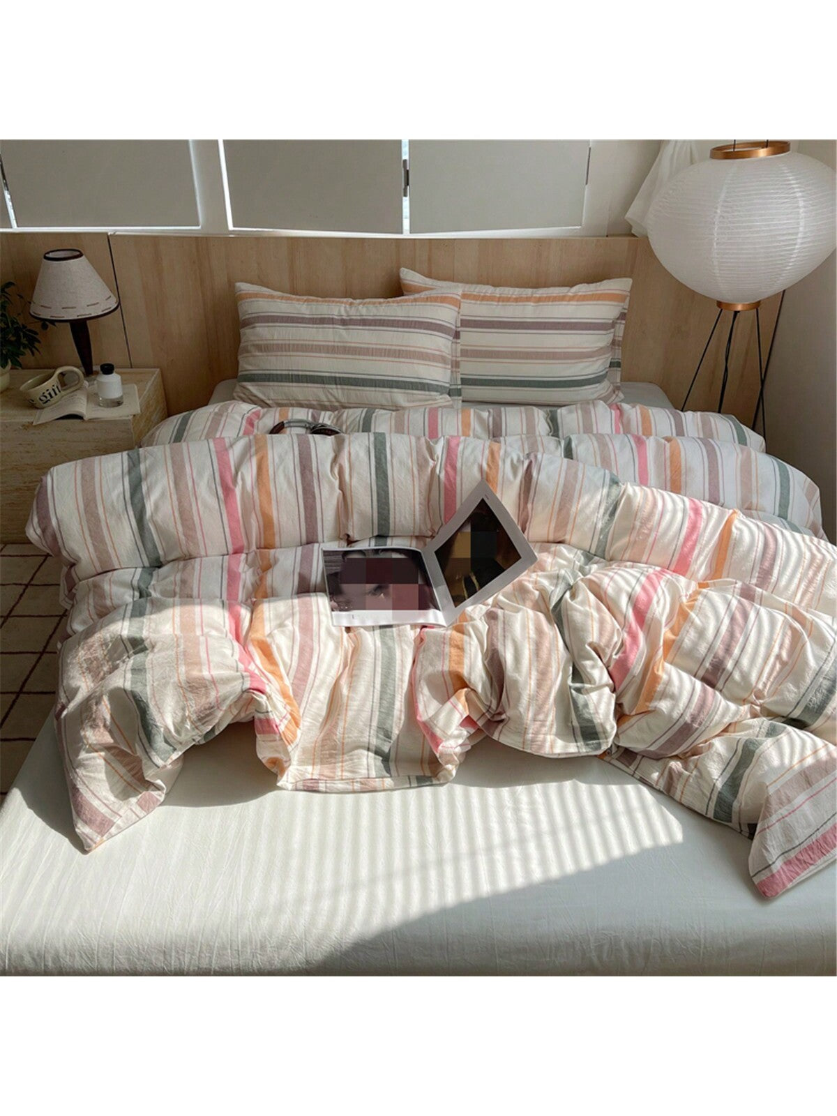 3pcs/Set Woven Student Dorm Bedding Duvet Cover, Soft