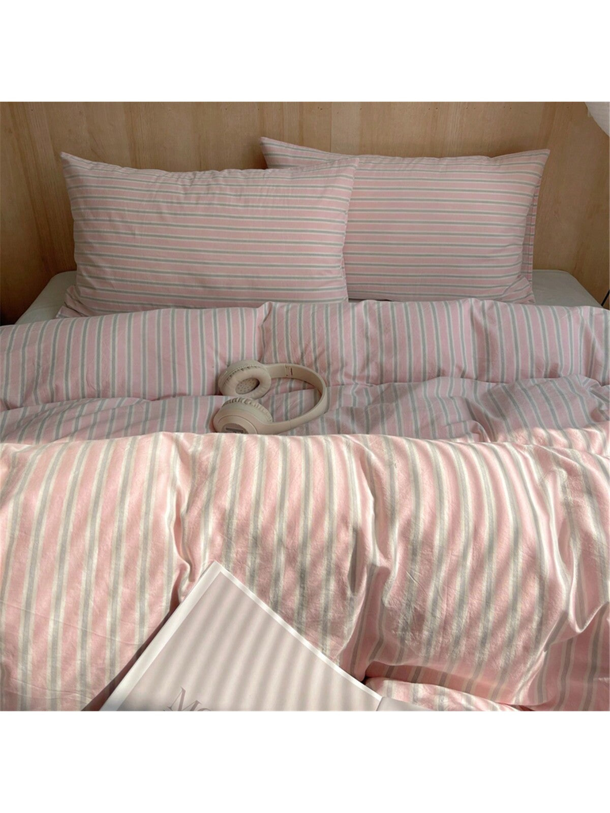 3pcs Woven Dormitory Student Bedding Set, Youth Boys/Girls Room, Soft