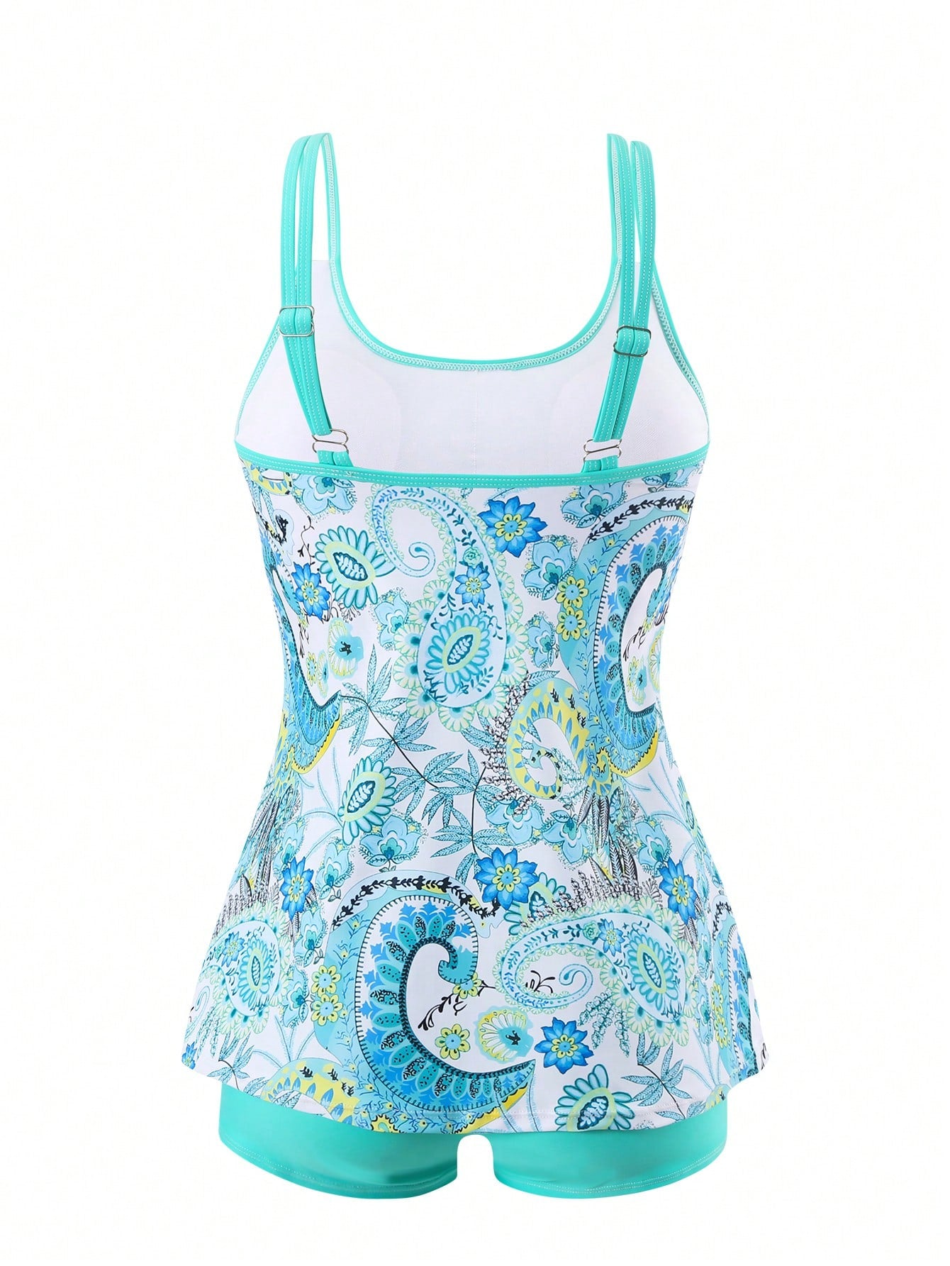 Swim Lushore Summer Beach Paisley Print Cami Top And Solid Boxer Briefs Two Pieces Swimsuit