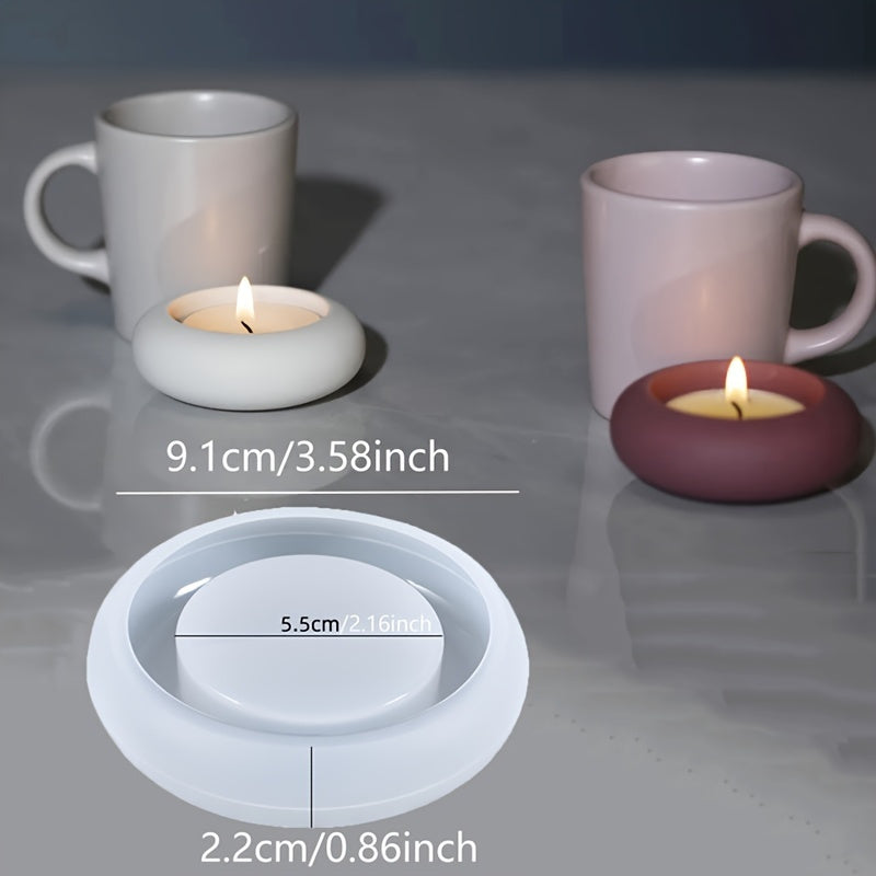 1pc Round DIY Silicone Mold for Cement Candle Jar, Tealight Holder, Plaster Ornament, Decorative Candlestick Making with Easy Release and Versatile Design