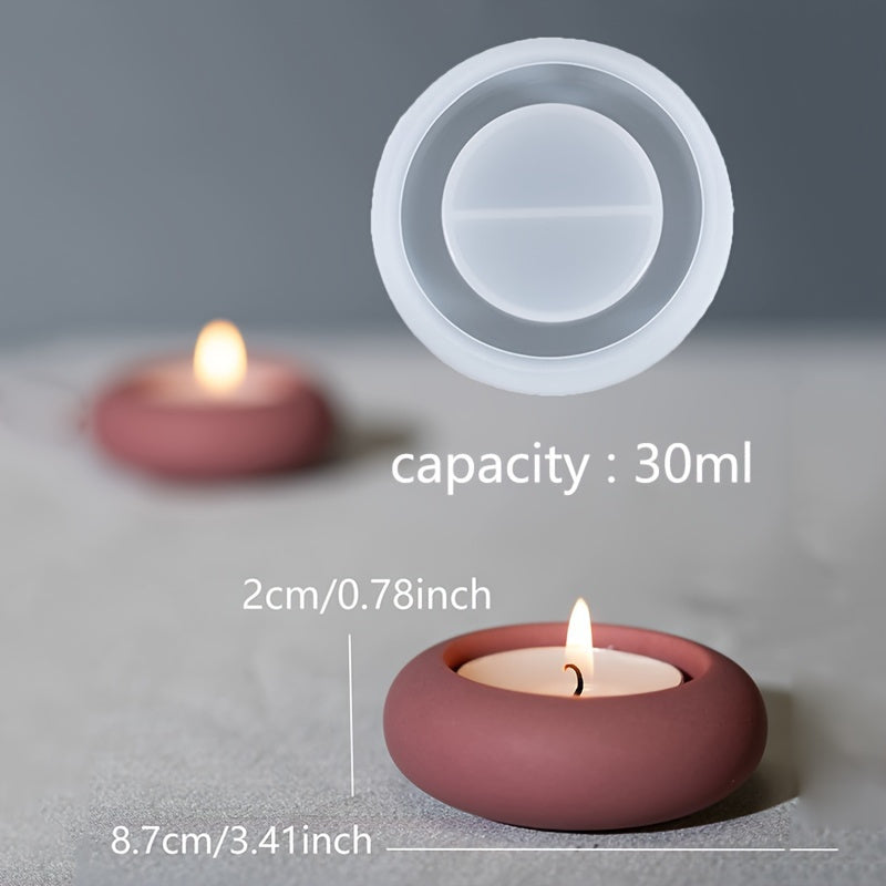 1pc Round DIY Silicone Mold for Cement Candle Jar, Tealight Holder, Plaster Ornament, Decorative Candlestick Making with Easy Release and Versatile Design