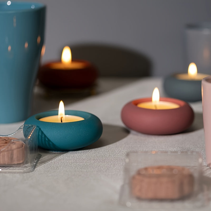 1pc Round DIY Silicone Mold for Cement Candle Jar, Tealight Holder, Plaster Ornament, Decorative Candlestick Making with Easy Release and Versatile Design