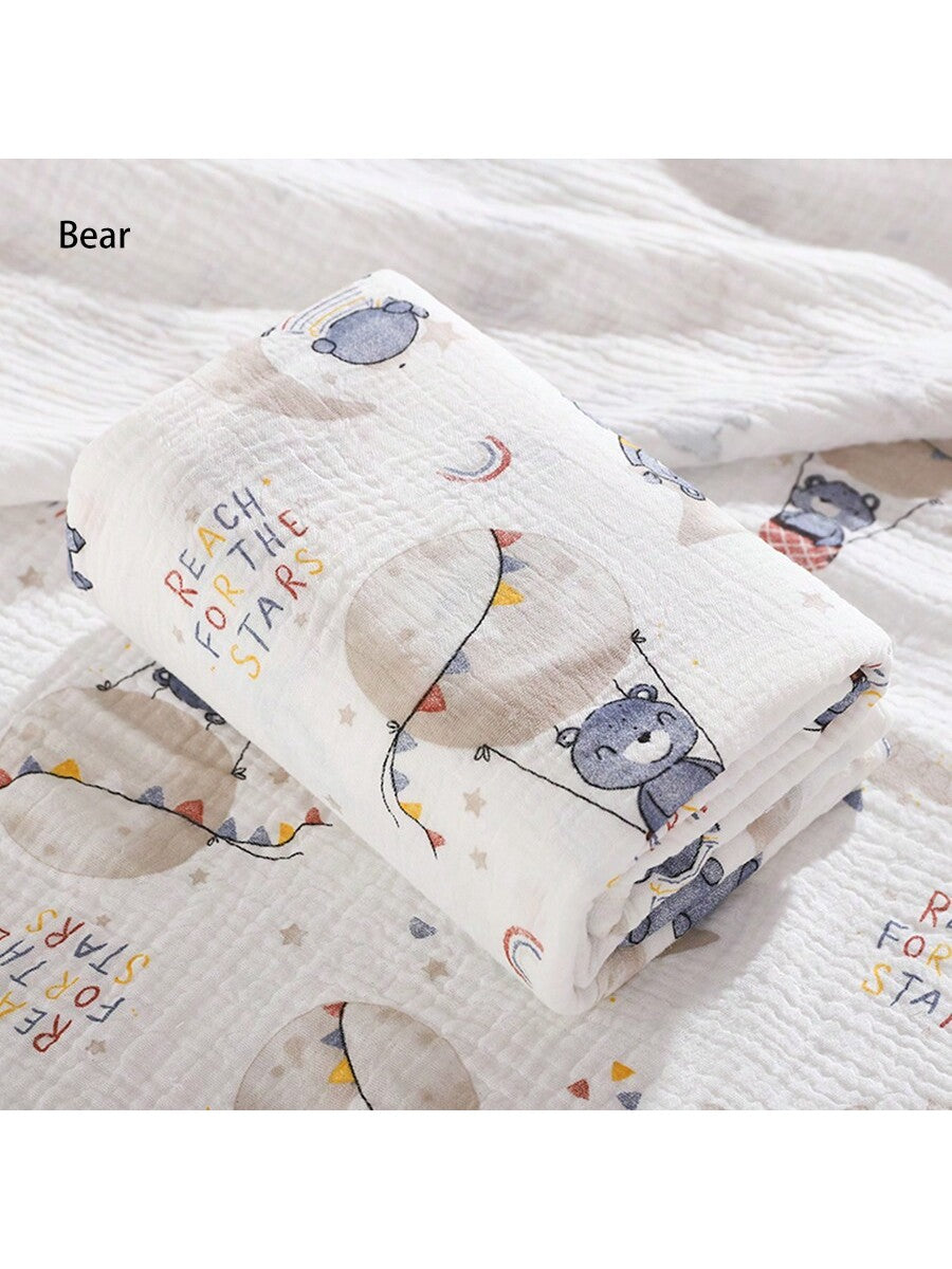 1 Pc Baby Swaddle Towel, Bath Towel, Crepe Fabric, Soft And Skin Friendly