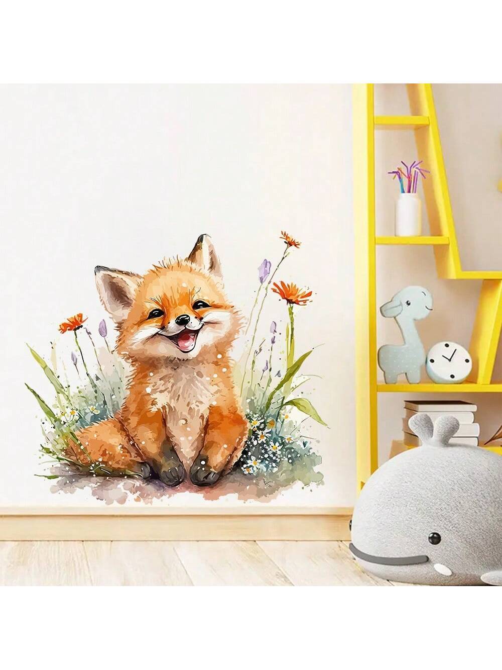 1pc Cartoon Smiling Fox Wall Sticker