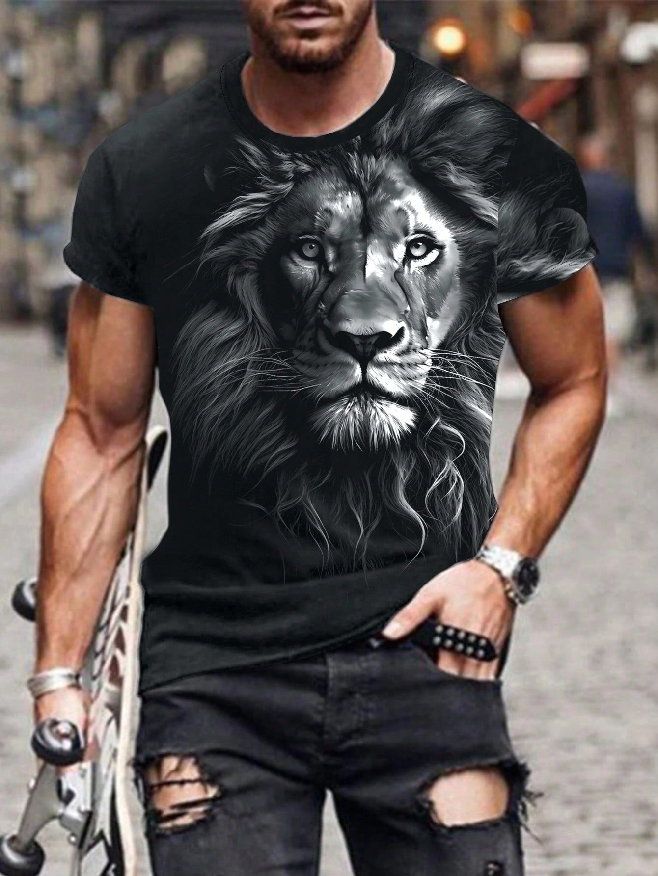 Manfinity LEGND Men'S Lion Print T-Shirt