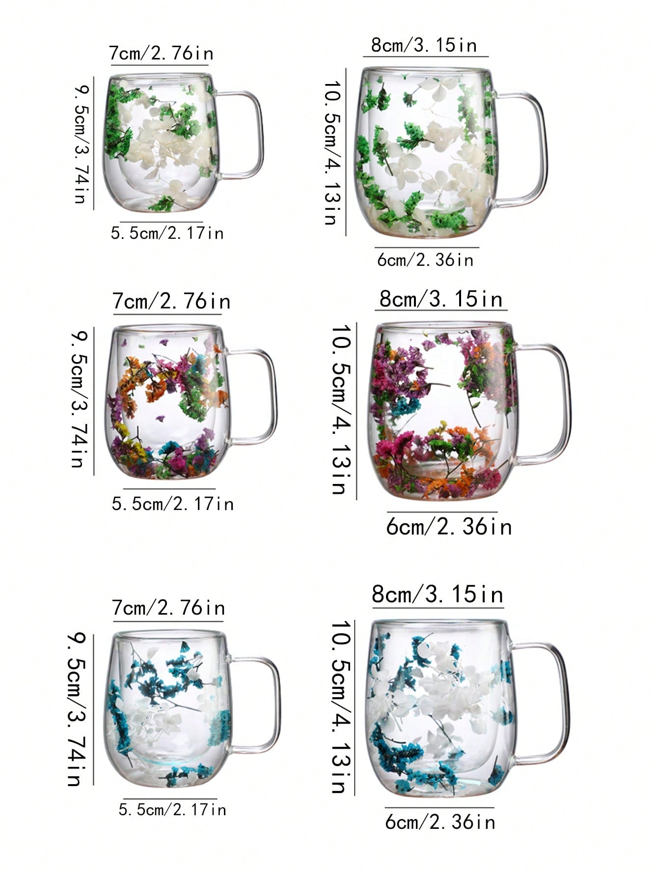 Double Layered Glass Mug With Real Flowers And Sand, High-Value Creative Coffee Cup With Handle For Home Use