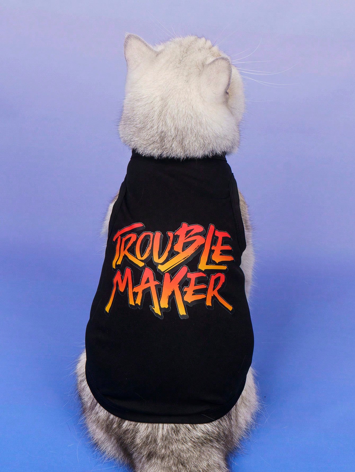 1 Pc Trouble Maker Graphic Printed Anti-Flea Shedding Reducing Insulated Breathable Vest For Cats And Dogs Indoor And Outdoor