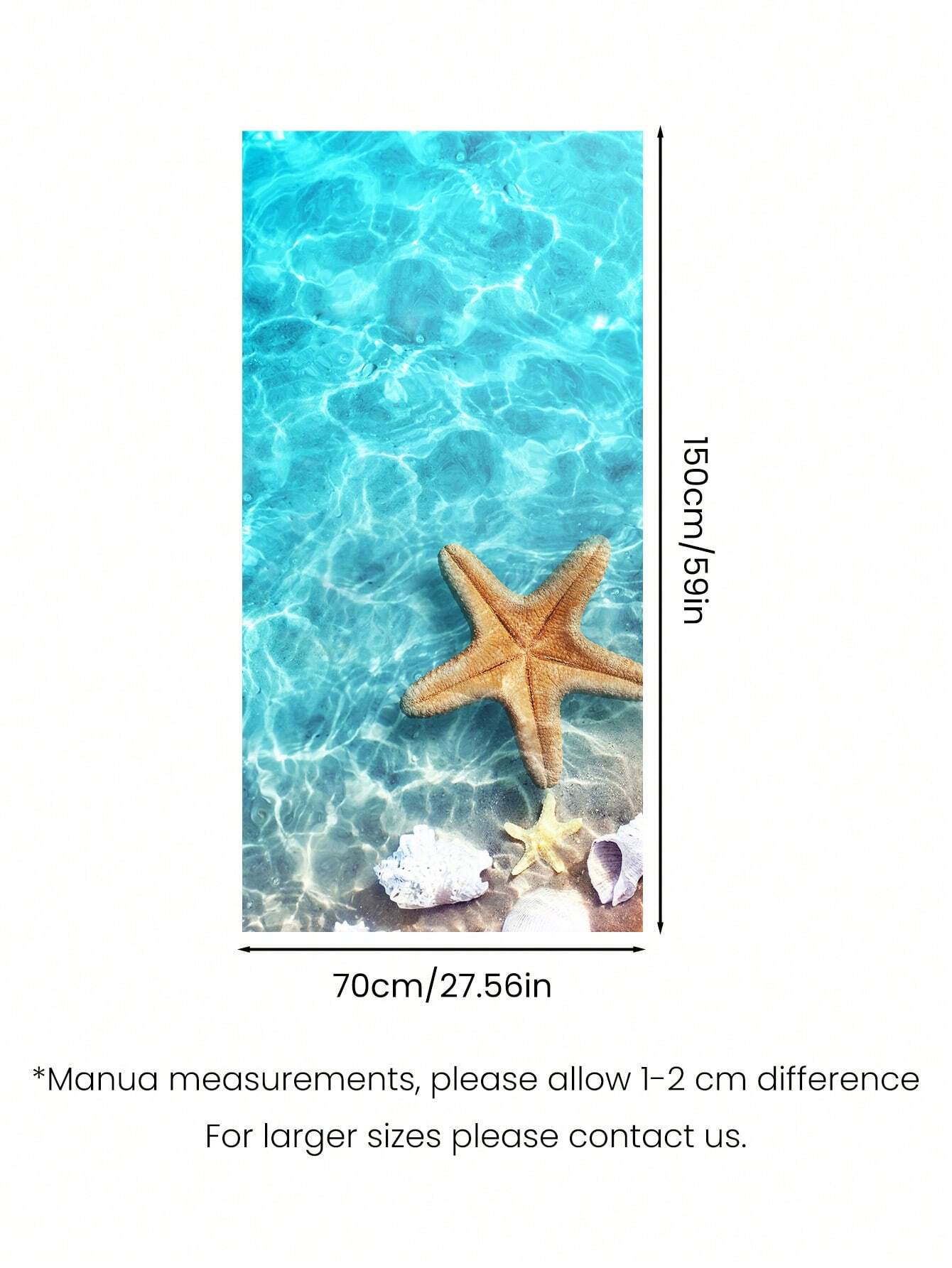 1pc Ultrafine Fiber Beach Towel Starfish Beach Summer Holiday Quick-Drying Bath Towel Absorbent Bath Towel Suitable For Adults, Children, Travel, Summer, Sports, Swimming, Swimming Pool, Yoga, Camping, Ultrafine Fiber Reactive Printed Beach Towel