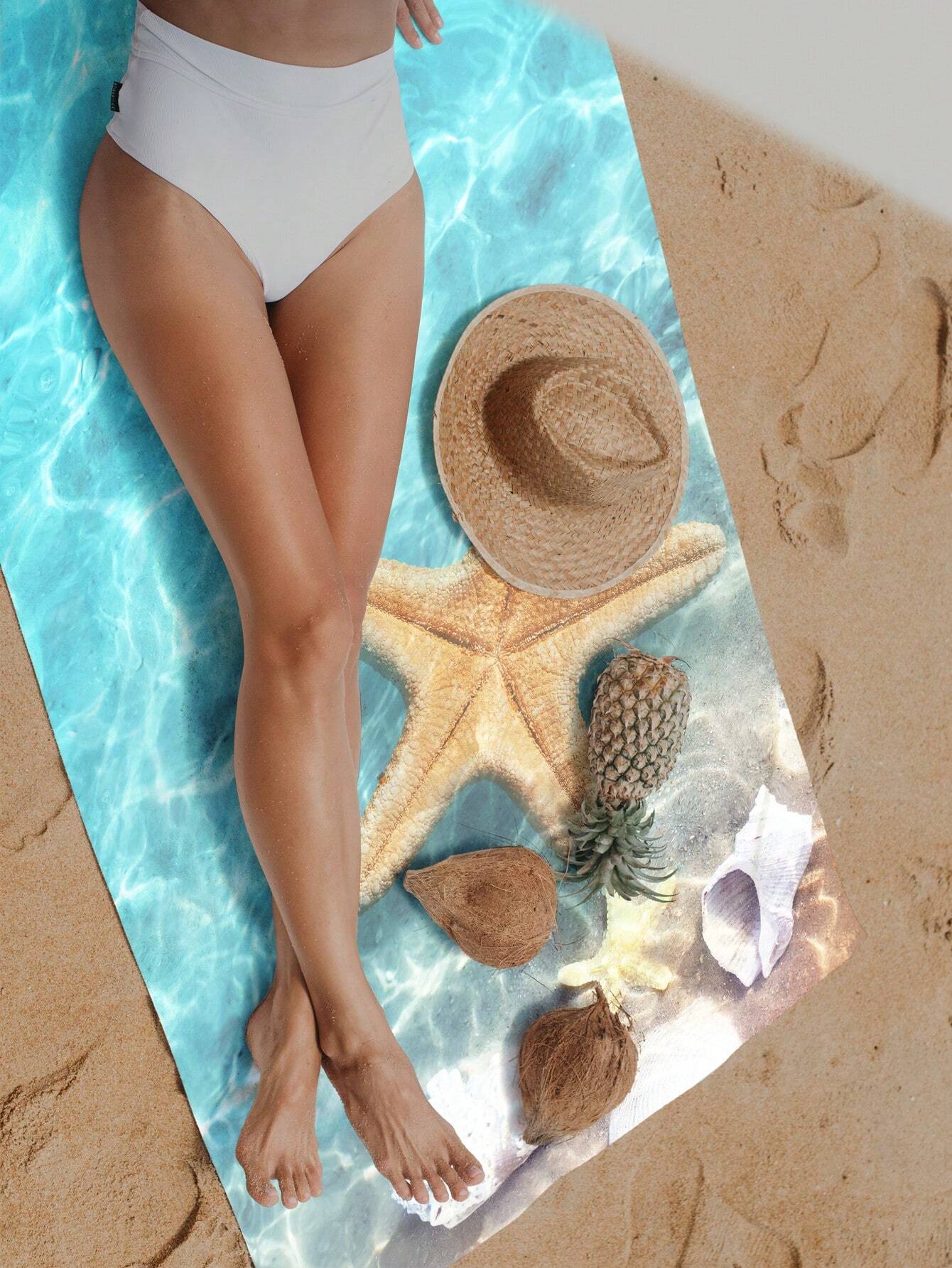 1pc Ultrafine Fiber Beach Towel Starfish Beach Summer Holiday Quick-Drying Bath Towel Absorbent Bath Towel Suitable For Adults, Children, Travel, Summer, Sports, Swimming, Swimming Pool, Yoga, Camping, Ultrafine Fiber Reactive Printed Beach Towel