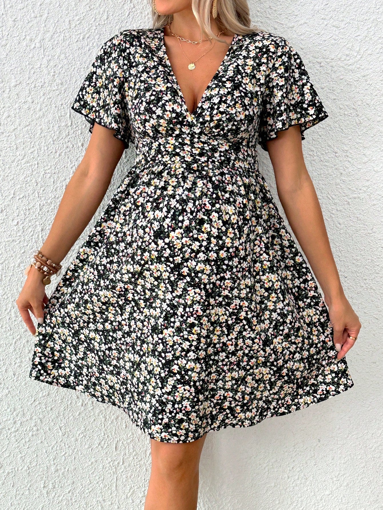 Maternity Casual Loose Floral Print Short Dress With A Vacation Style, Summer