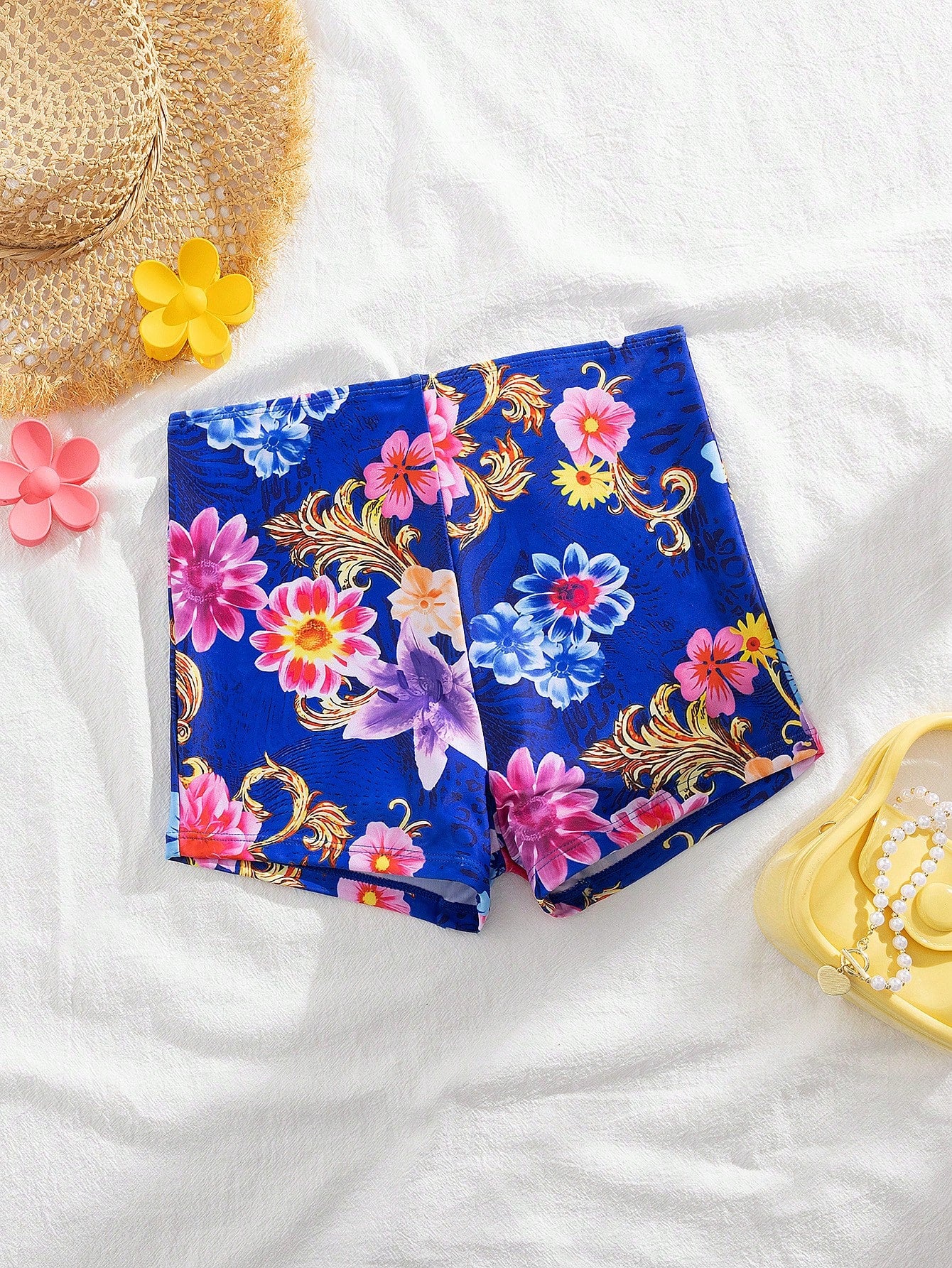 Swim Lushore Women Summer Beach Random Flower Print Shorts Bikini Bottom