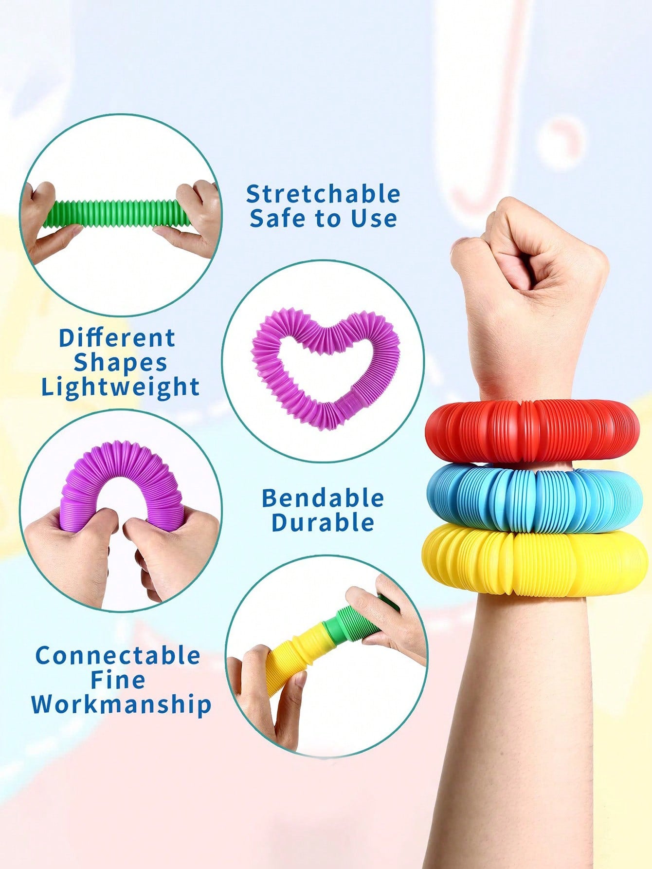 16/24pcs Stress Relief Stretch Pipe Toy, A Toy Loved By The Whole Family. Inspiring And Imaginative Creative Play,  Sensory Toys, Connect, Stretch, Twist And Pop, Party Gift, Gift Class Gift Bag Fillers, ADHD Anxiety Relief Toys. Adults Only,Christmas