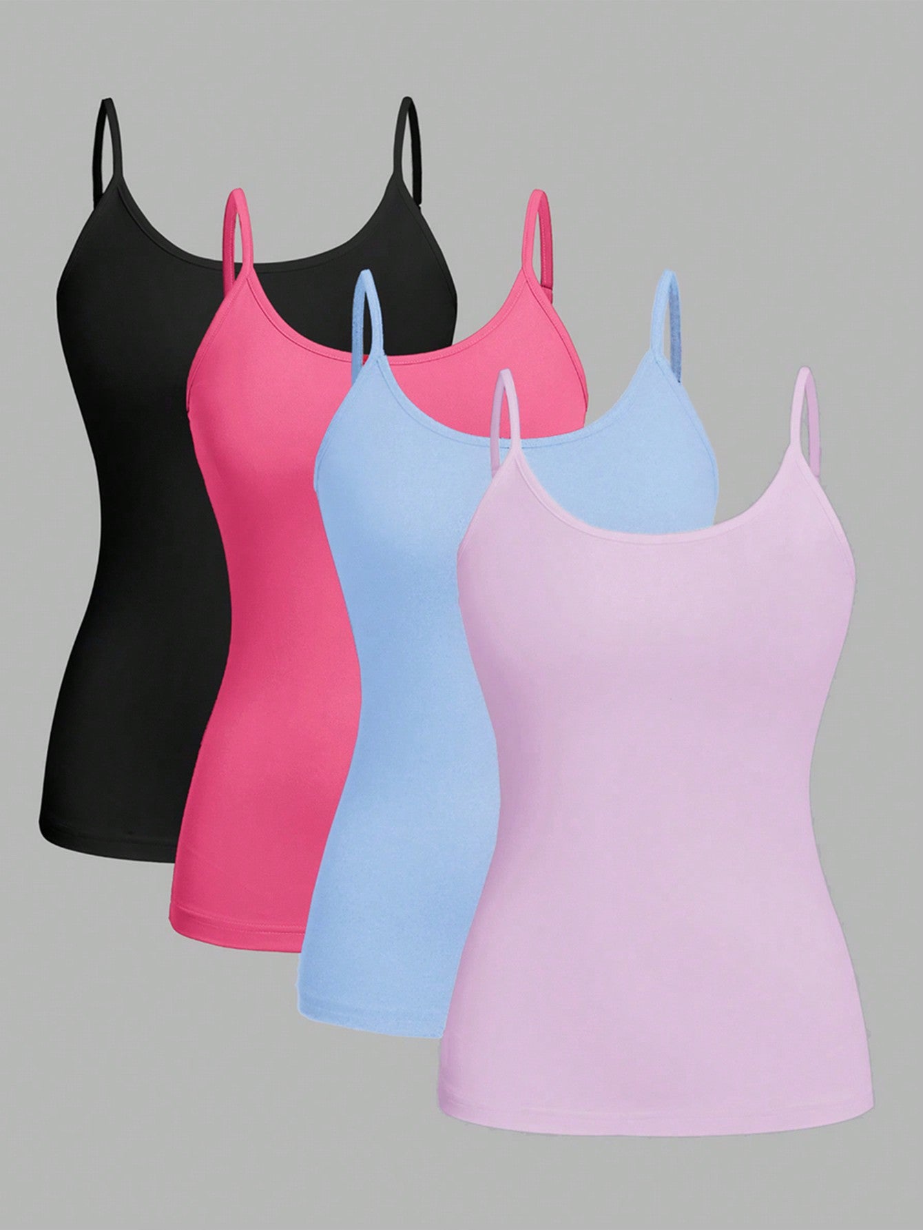 EZwear 4pcs Slim Fit Women's Camisole Tops, Casual And Suitable For Summer