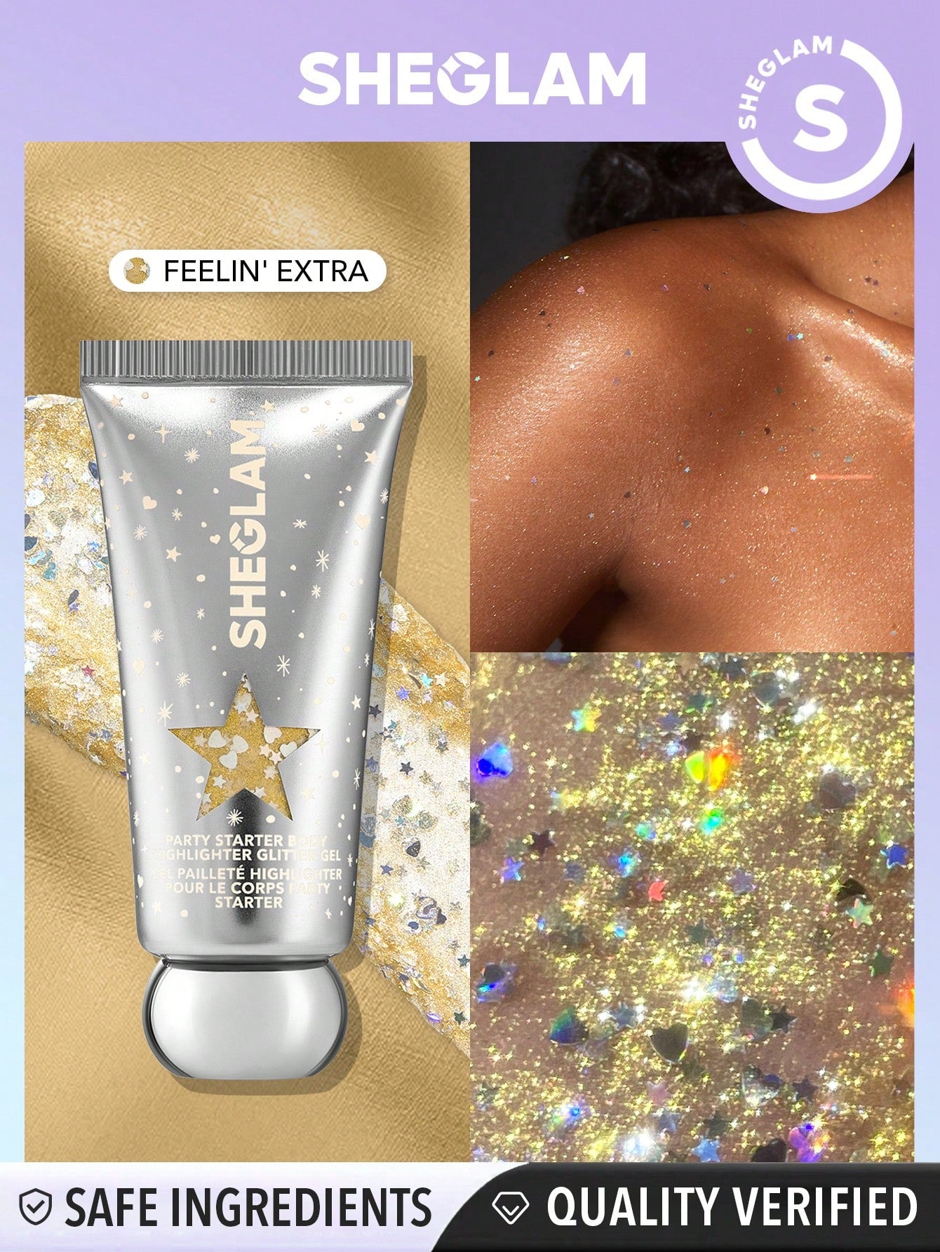 SHEGLAM Party Starter Body Highlighter Glitter Gel-Feelin' Extra Xmas Christmas Gift Winter Y2K Black Friday