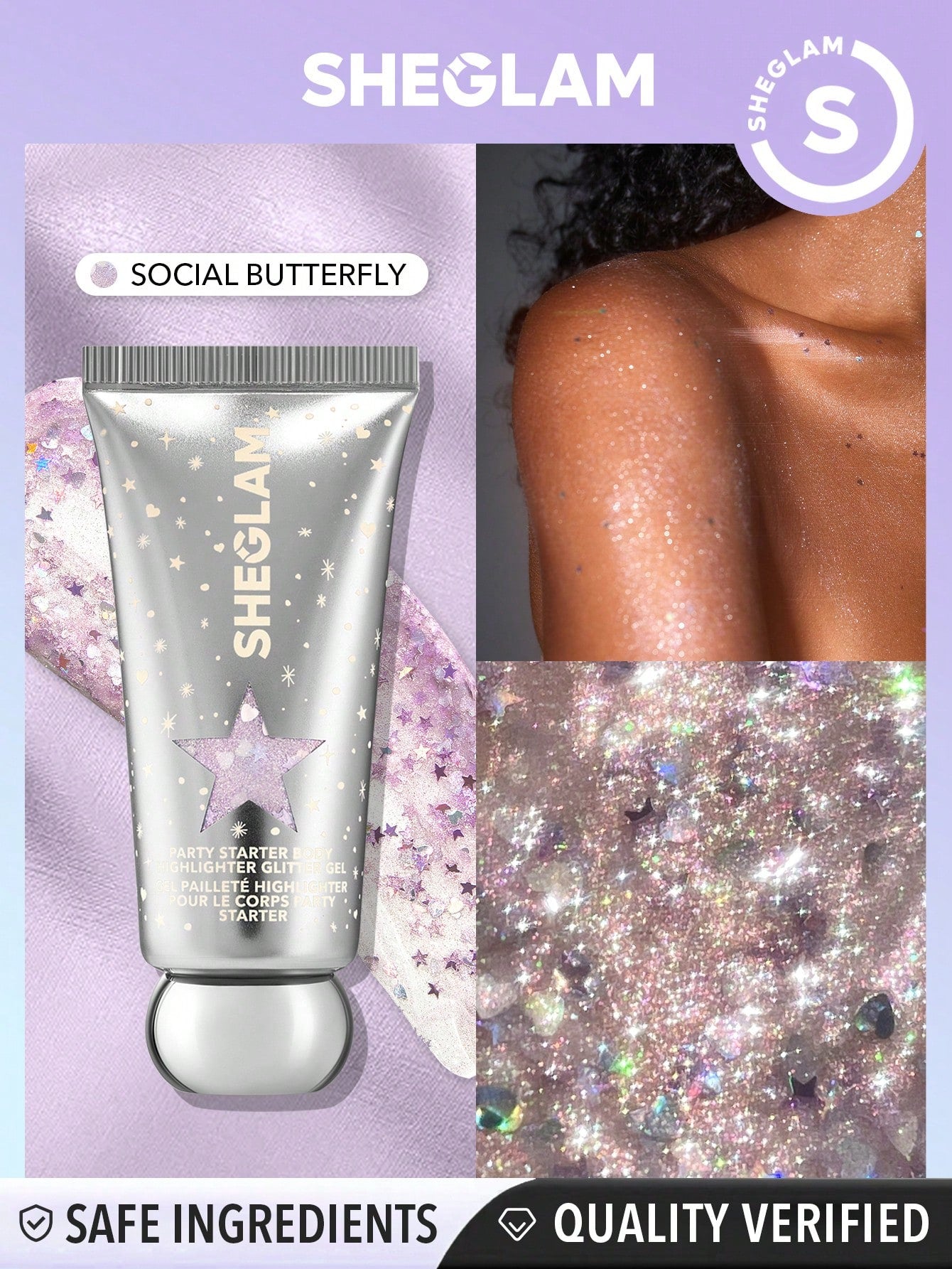 SHEGLAM Party Starter Body Highlighter Glitter Gel-Feelin' Extra Xmas Christmas Gift Winter Y2K Black Friday