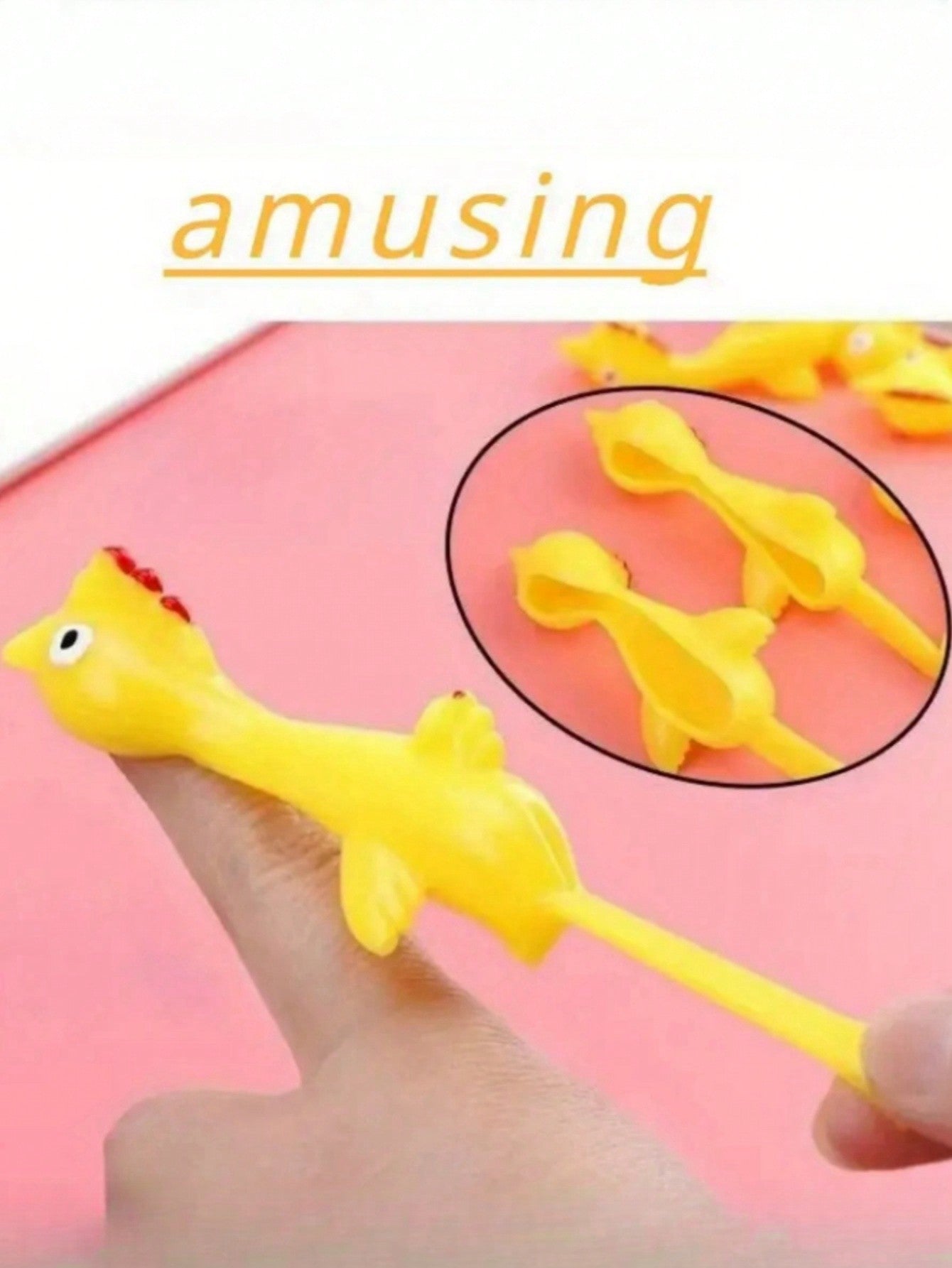 5pcs Finger Flicking Turkey Prank Toy, Elastic Rubber Chicken For Stretching And Flinging, Sticky Leap Frog Chick Toy