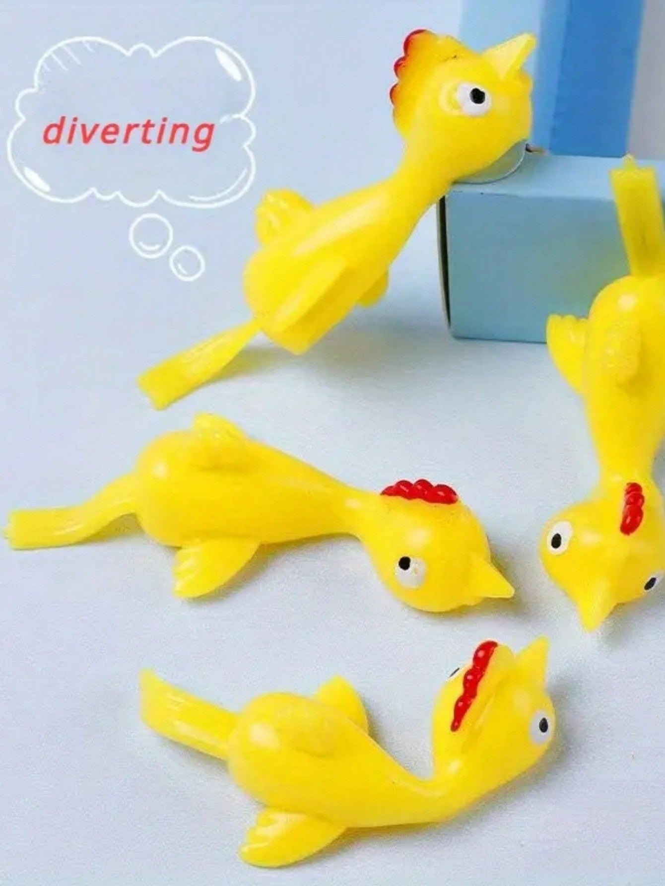 5pcs Finger Flicking Turkey Prank Toy, Elastic Rubber Chicken For Stretching And Flinging, Sticky Leap Frog Chick Toy