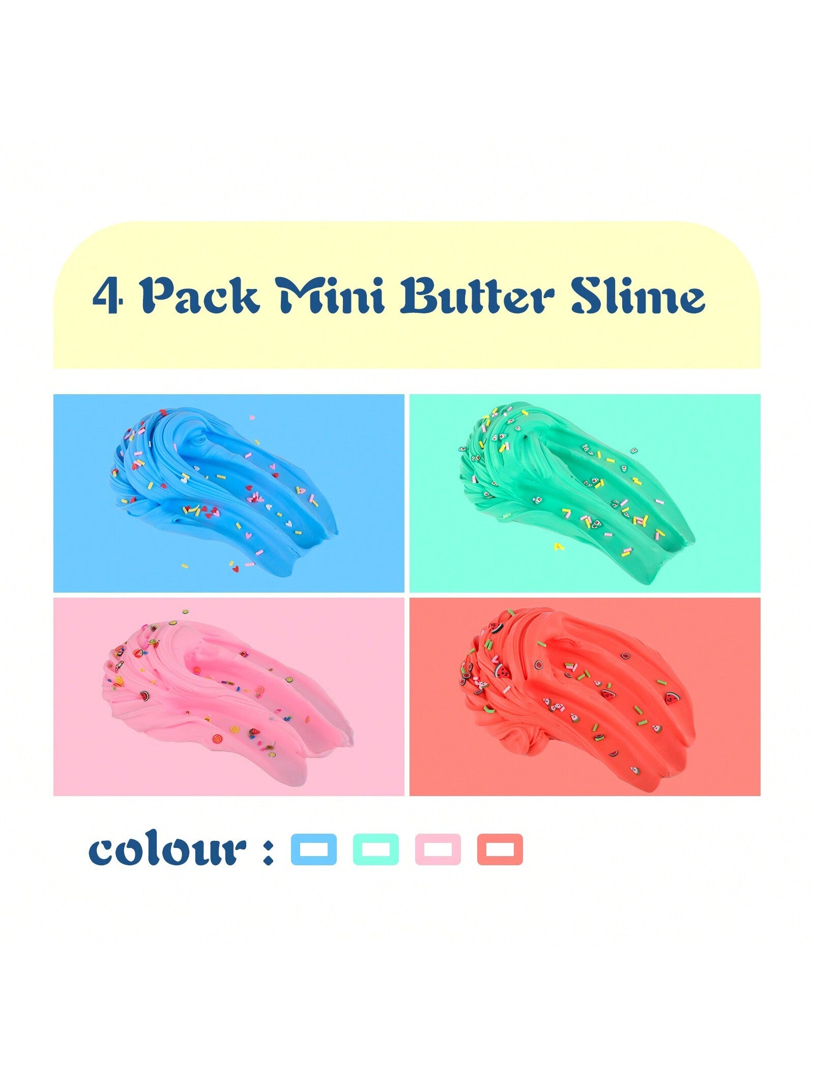 Scented Slime Kit With 4 Pack Butter Slime,Pink Peaches, Orange Watermelons, Blue Lollipops, Apple Green Avocados Charms,Birthday Gifts Prize Party Favors Slime Toys,Super Soft And Non Sticky DIY Surprise Slime(4x100ml)Fidget Toys,Butter Slime,Slime Set